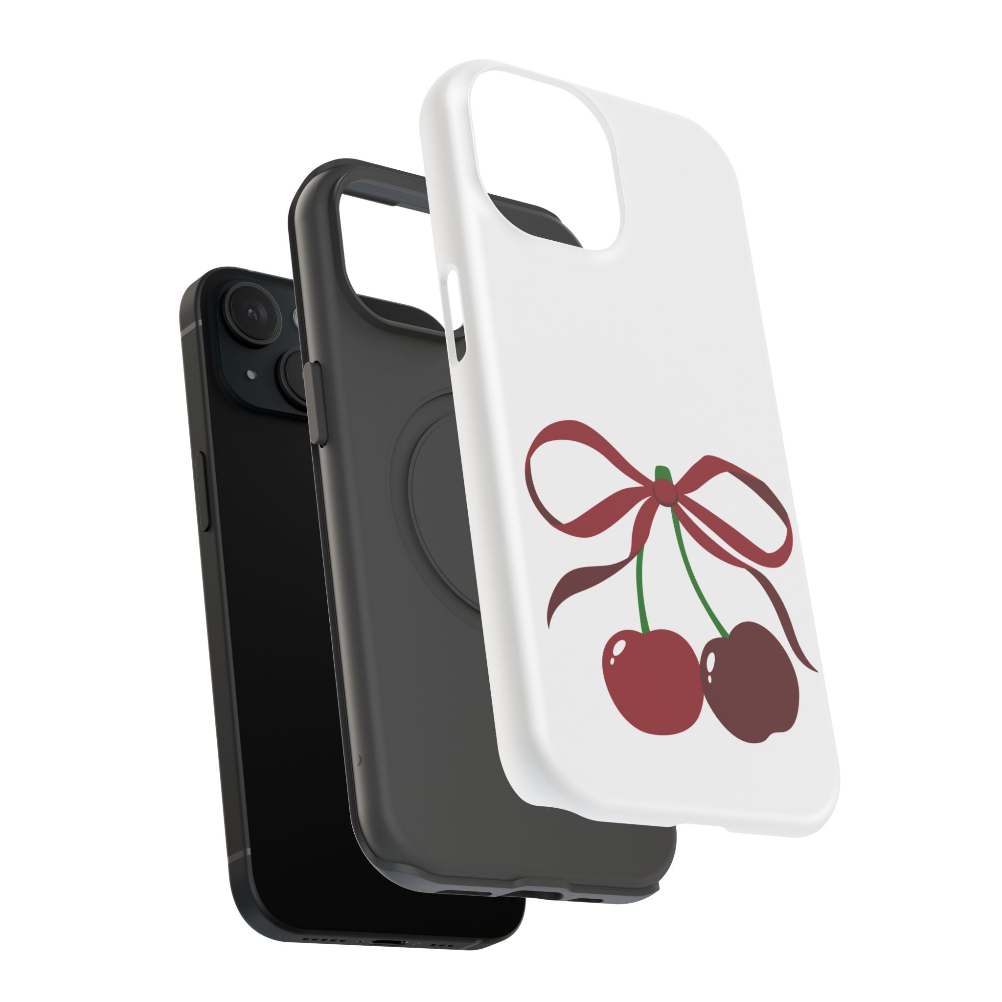 Customizable: Cherry Bow Impact-Resistant Case for Smartphones | Cute Phone Cover | Gift for Her | Cherry Lover's Accessory | Durable Phone Case