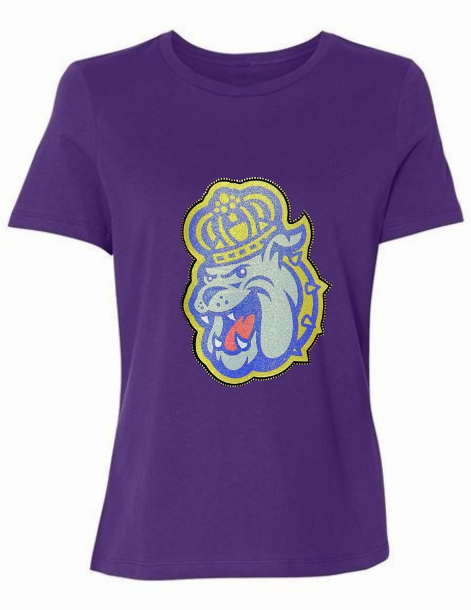 James Madison Mixed Media Bulldog Purple Crewneck Short Sleeve T-Shirt