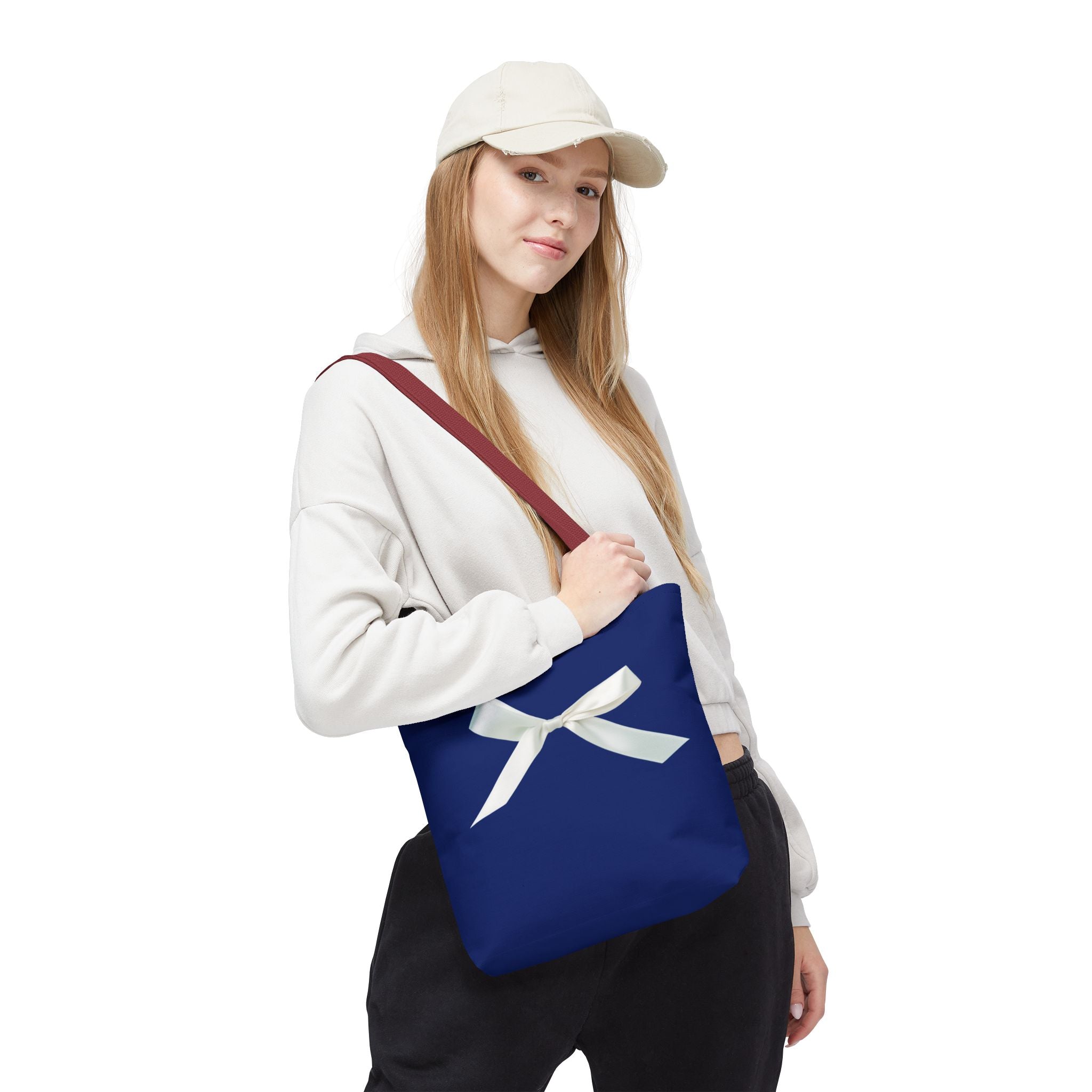 Elegant Blue Tote Bag with White Bow, Stylish Carryall, Perfect Gift for Her, Bridesmaid Tote, Wedding Accessory, Everyday Use
