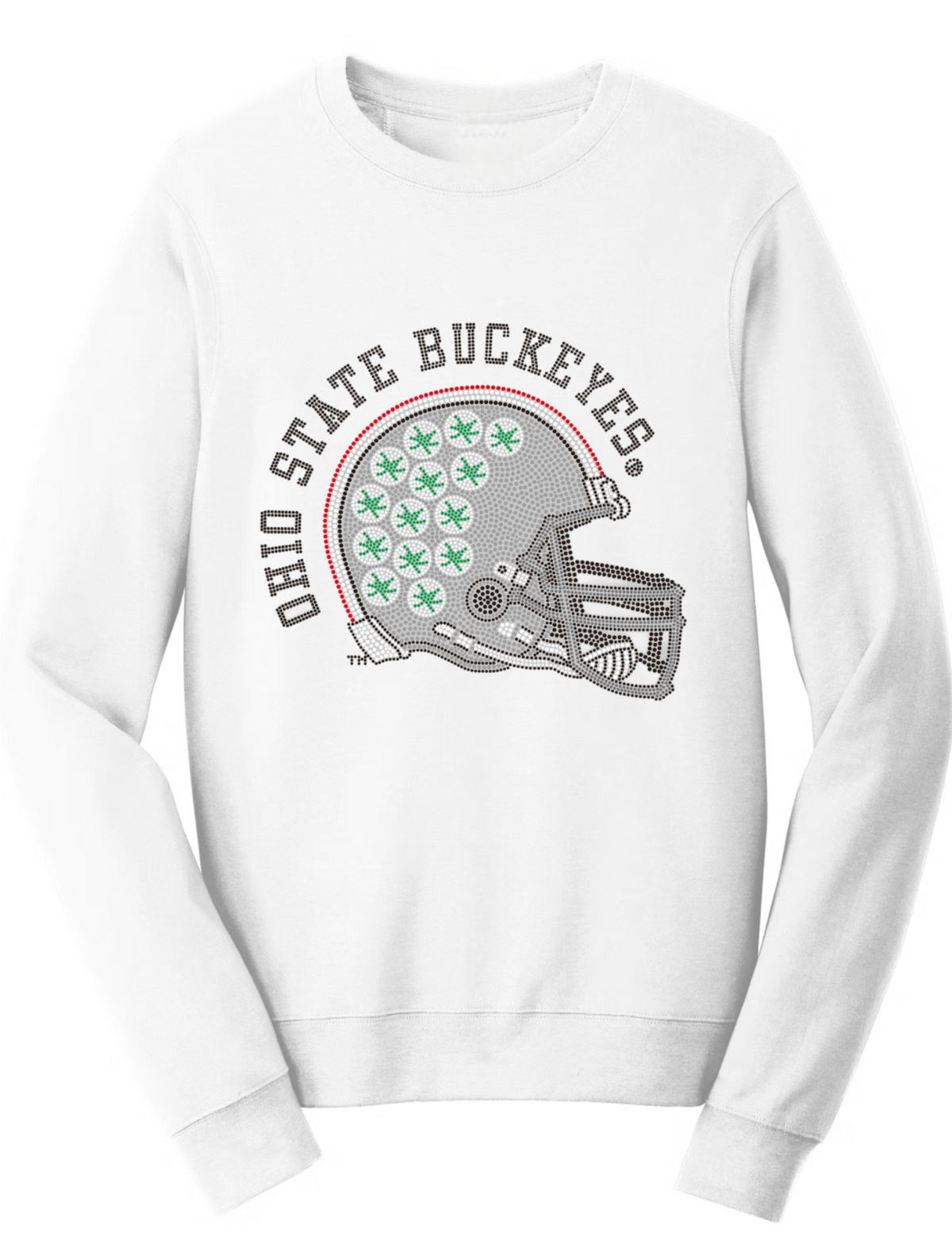 Ohio State Buckeyes Helmet Crewneck White Sweatshirt