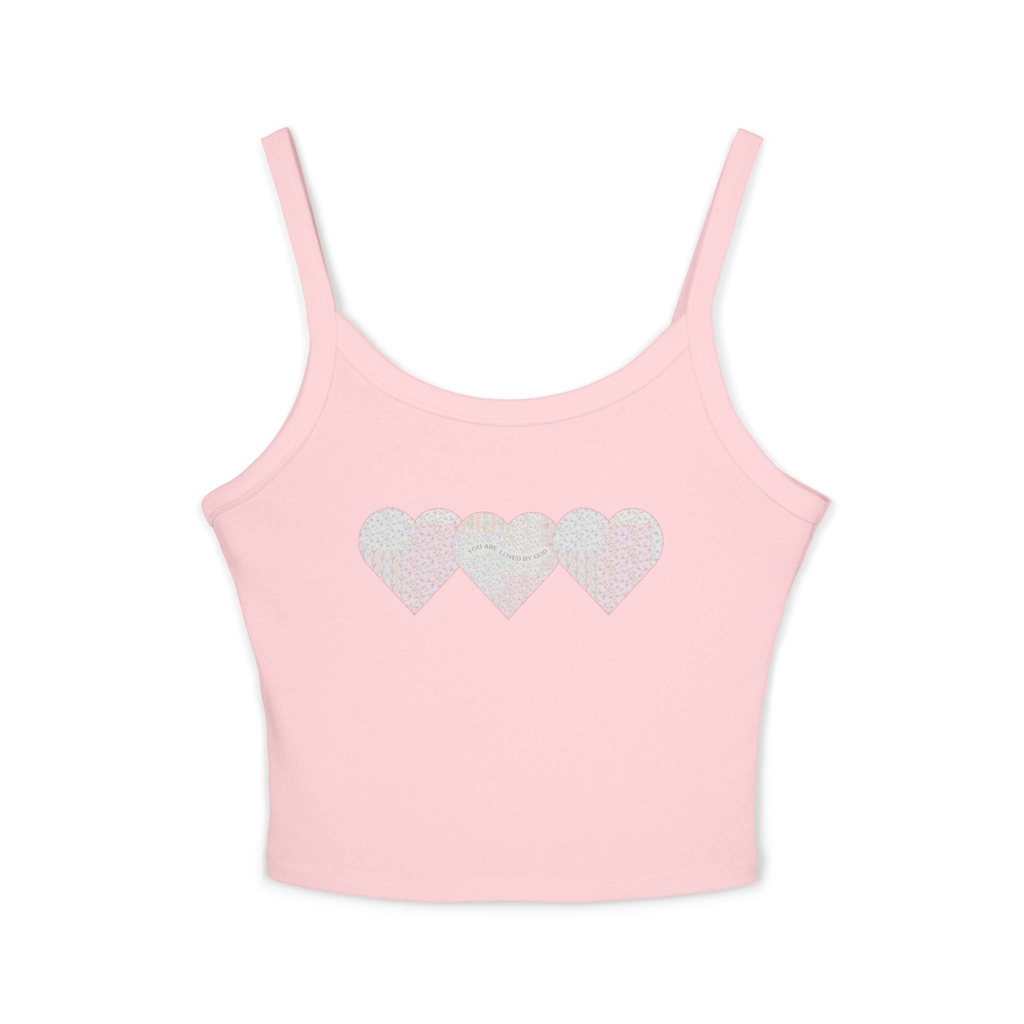 You are Loved by God Patchwork Hearts Spaghetti Strap Tank Top