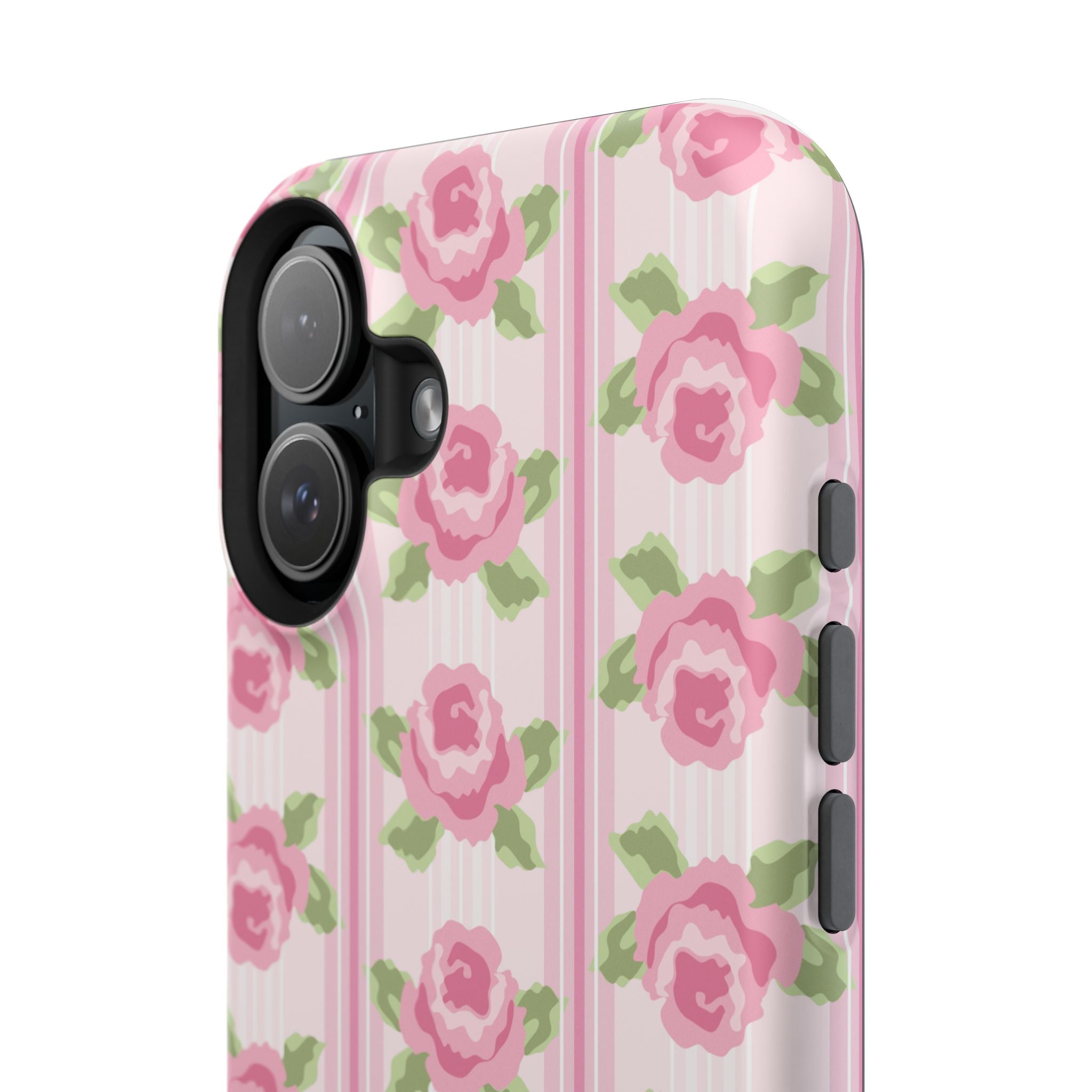 Customizable: Floral Impact-Resistant Phone Case, Pink Rose Pattern