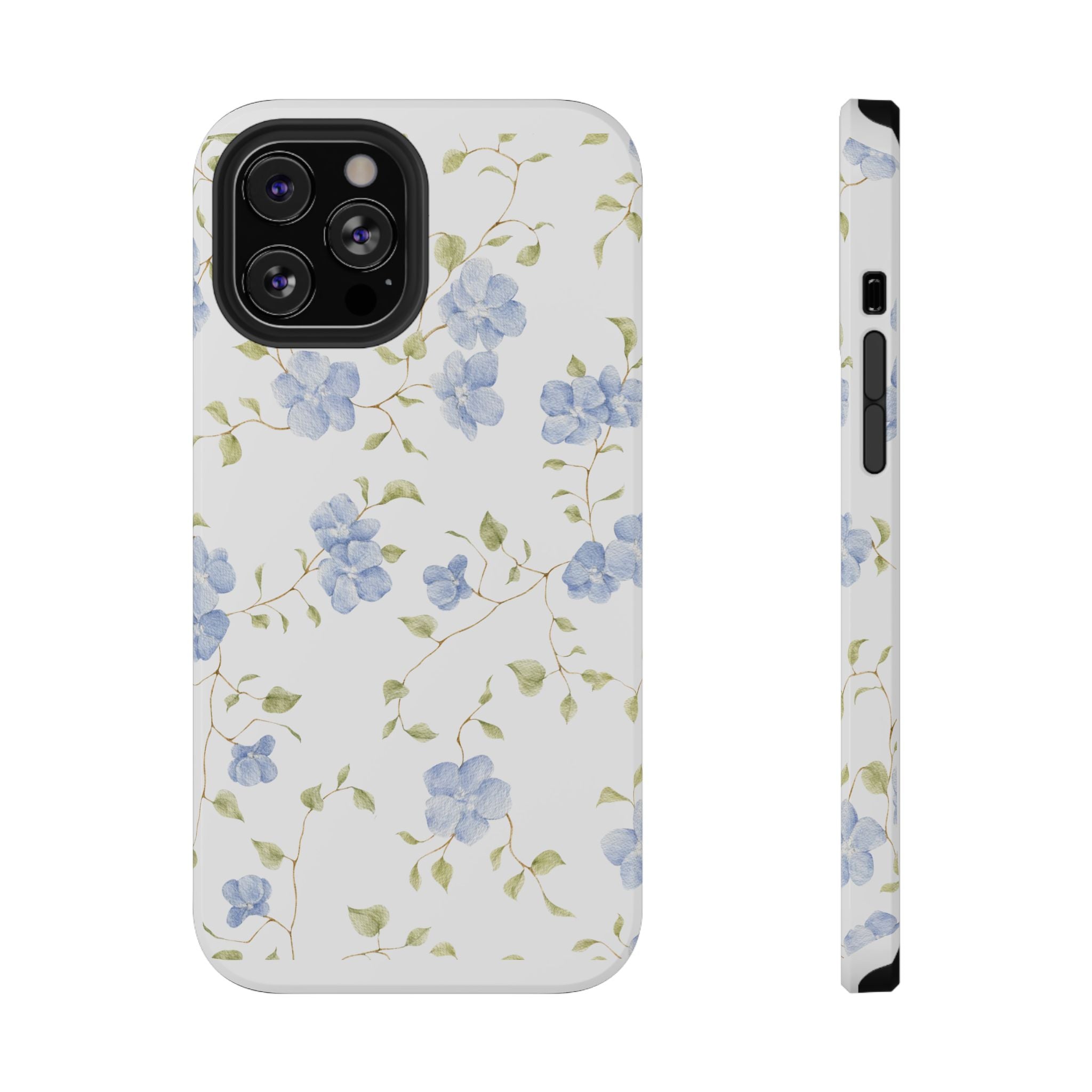 Customizable: Blue Floral Impact-Resistant Phone Case