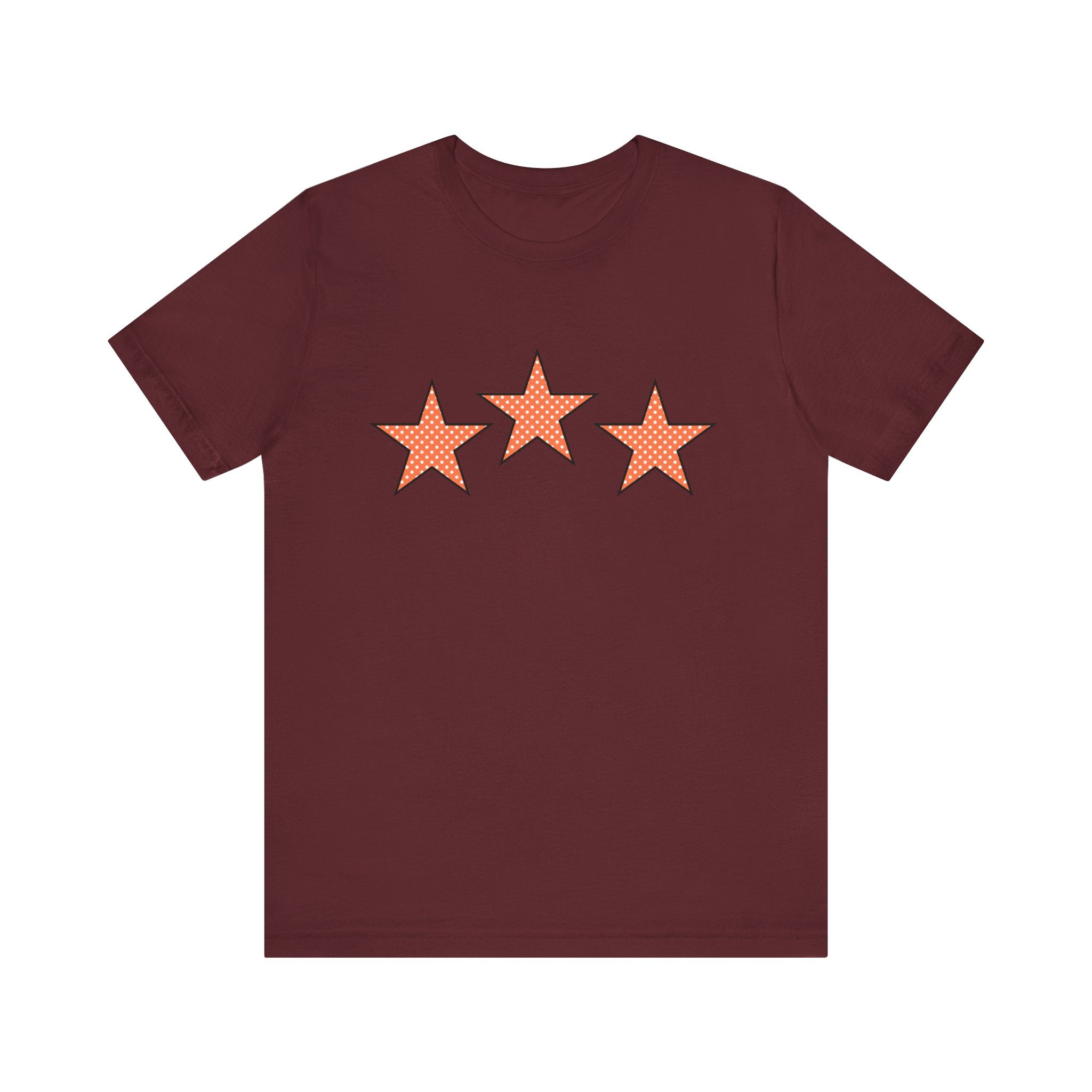 Customizable Orange & White Polka Dot Tri-Star Graphic Tee