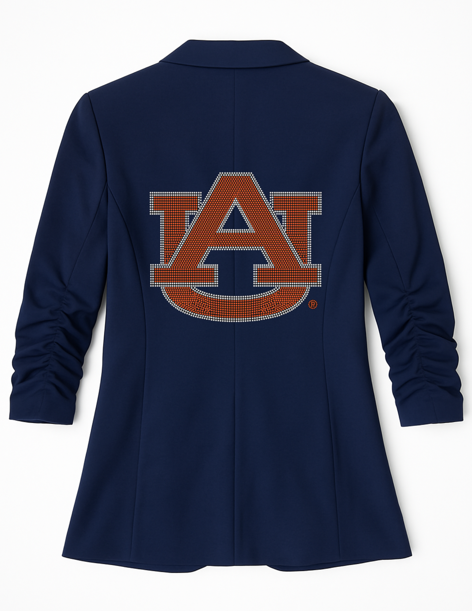 Auburn University Orange AU Navy Ruched Sleeve Blazer