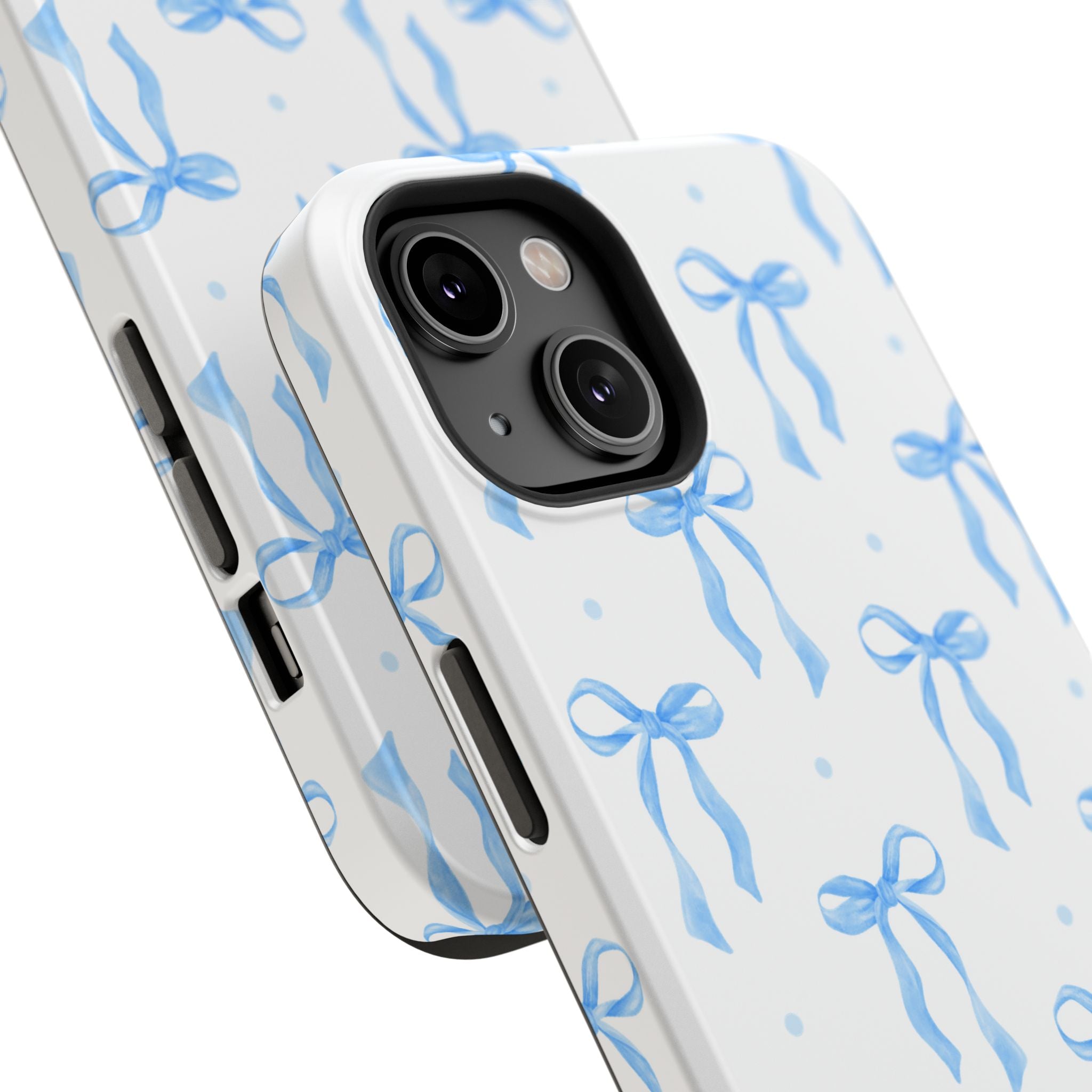 Customizable: Chic Blue Coquette Bow Impact-Resistant Phone Case