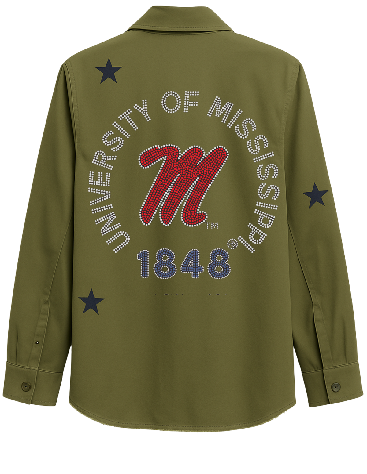 Ole Miss EST. 1848 Army Green Shacket