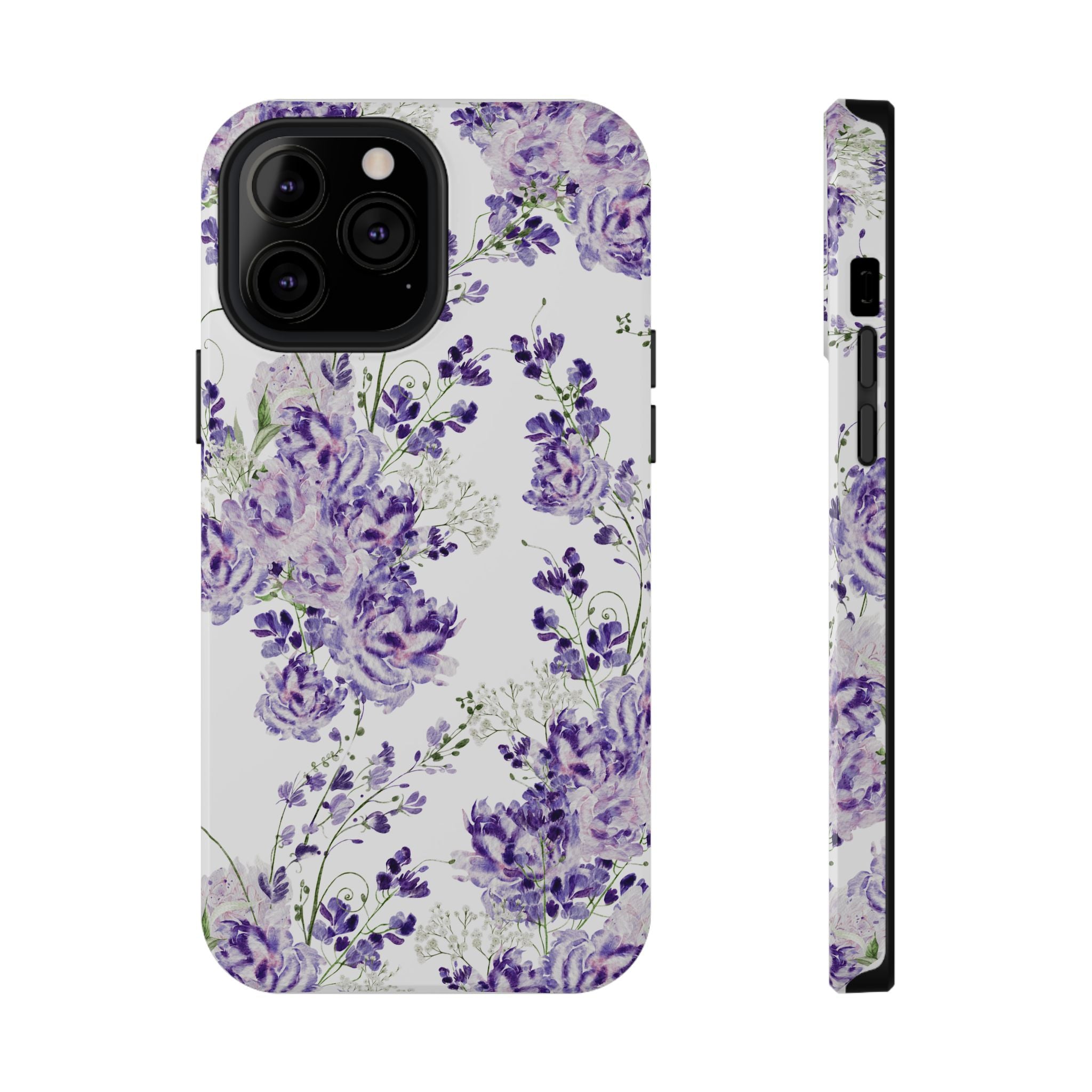 Customizable: Purple Floral Impact-Resistant Phone Case