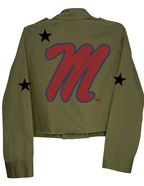University of Mississippi Script M Logo Army Green Shacket