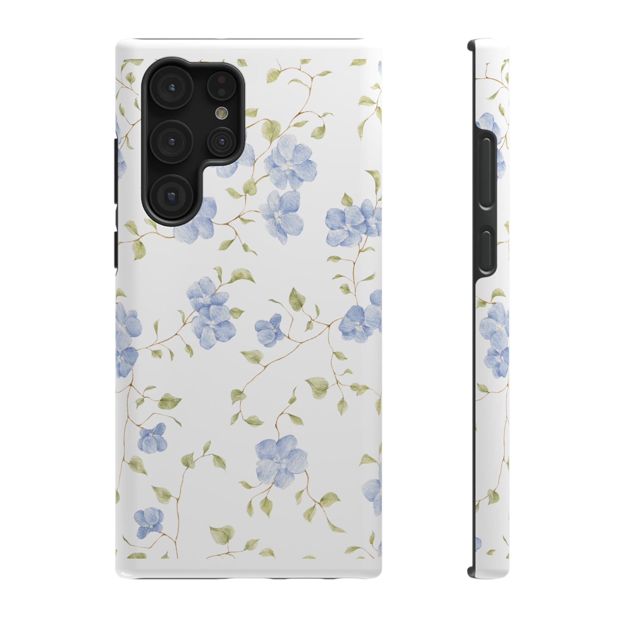 Customizable: Blue Floral Impact-Resistant Phone Case