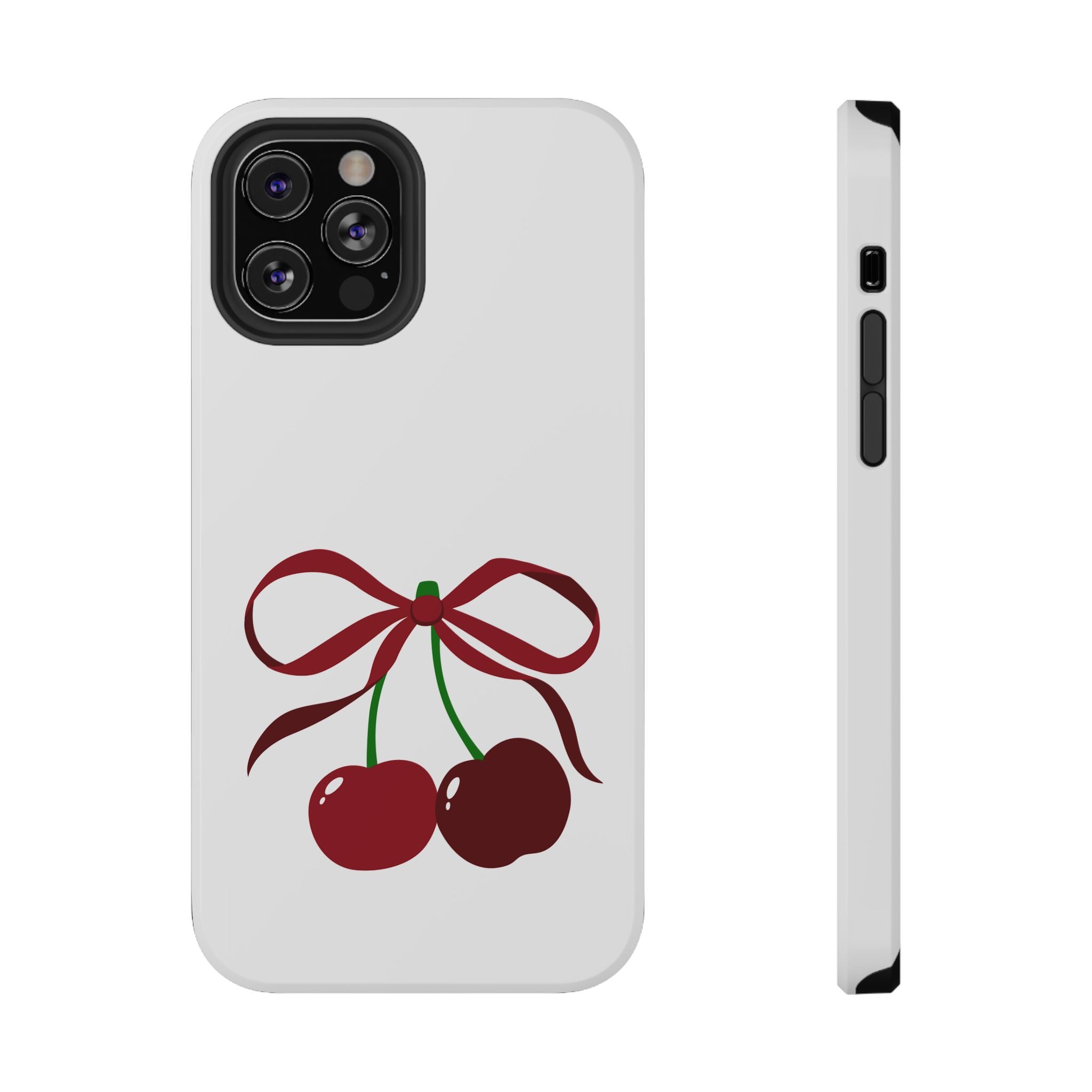 Customizable: Cherry Bow Impact-Resistant Case for Smartphones | Cute Phone Cover | Gift for Her | Cherry Lover's Accessory | Durable Phone Case