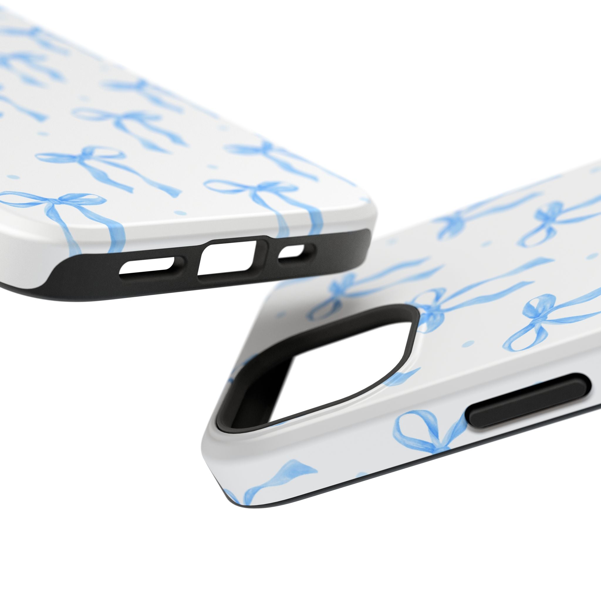 Customizable: Chic Blue Coquette Bow Impact-Resistant Phone Case