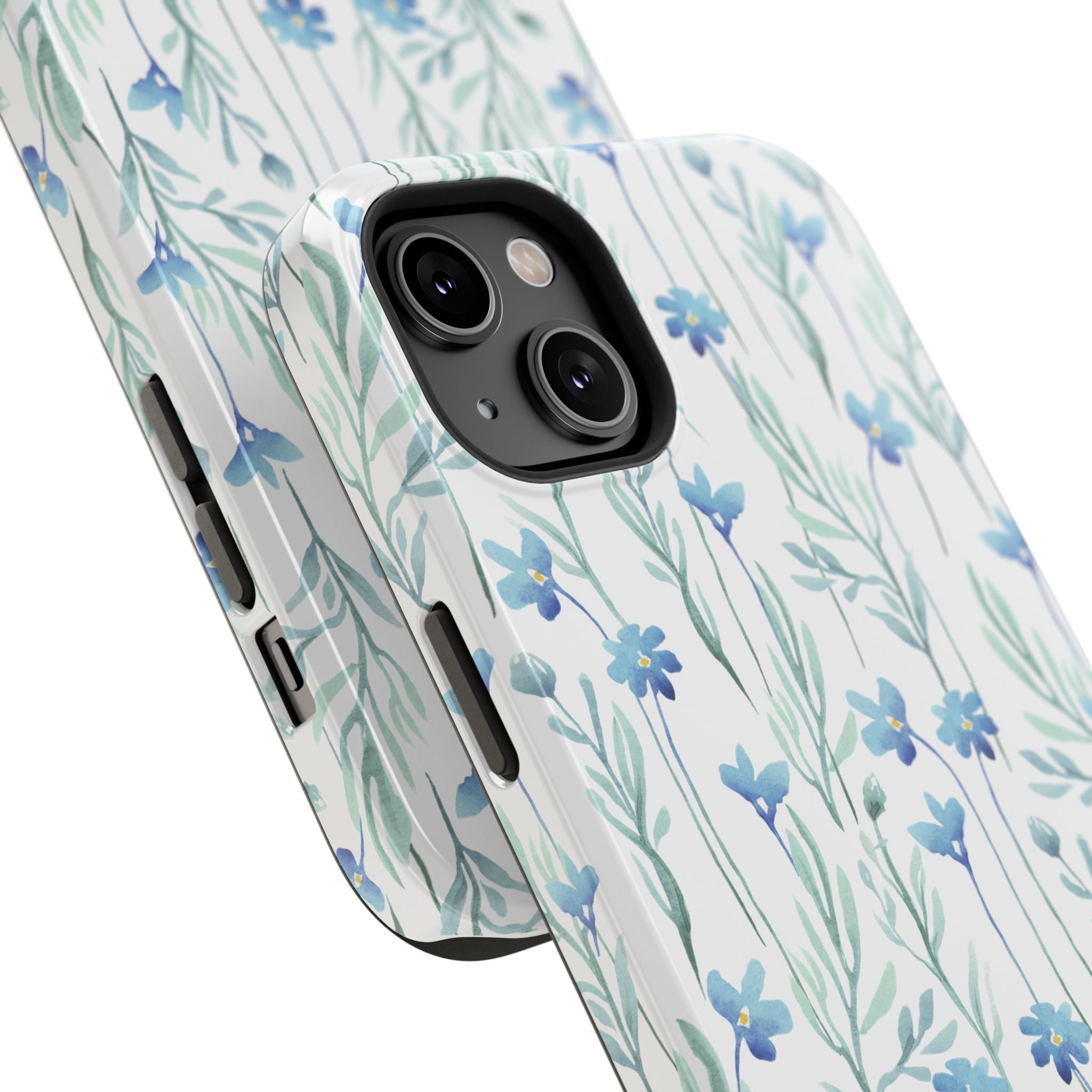 Customizable: Blue Floral Impact-Resistant Phone Case