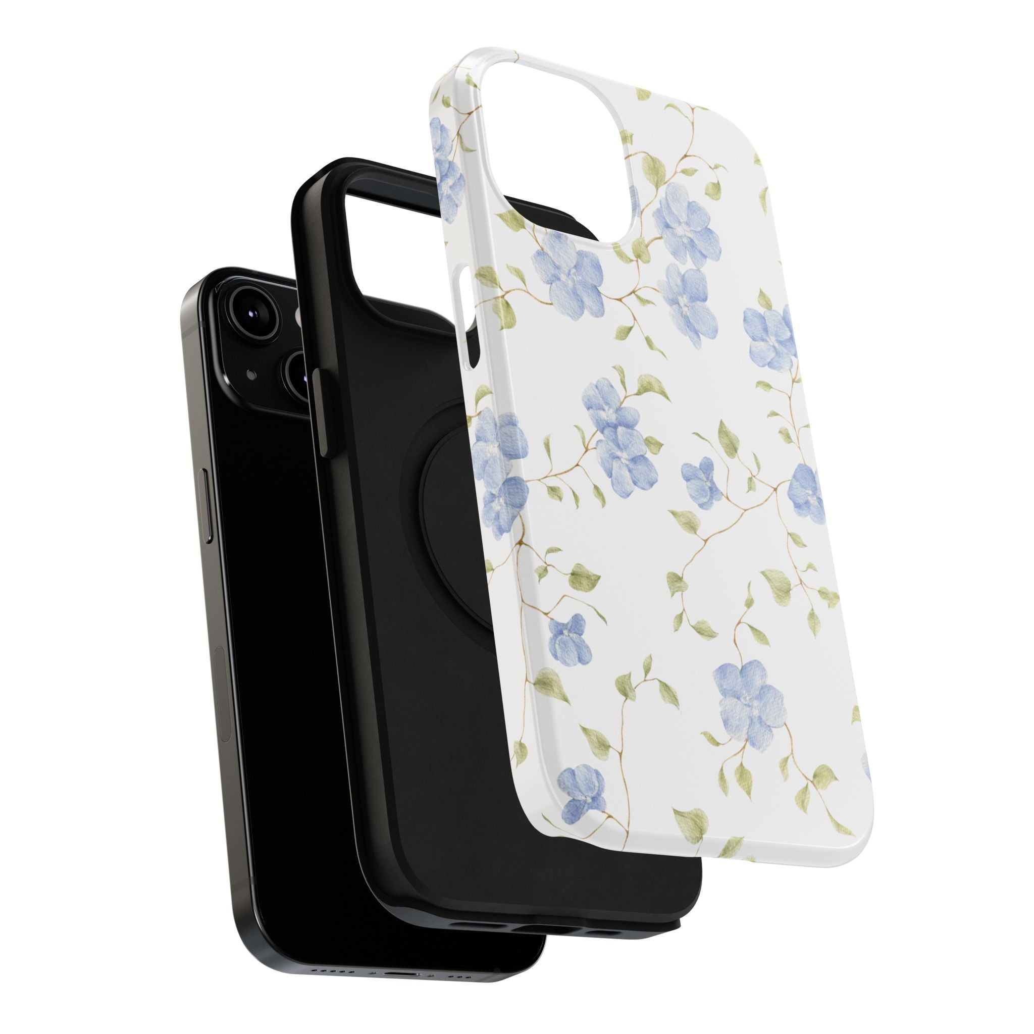 Customizable: Blue Floral Impact-Resistant Phone Case