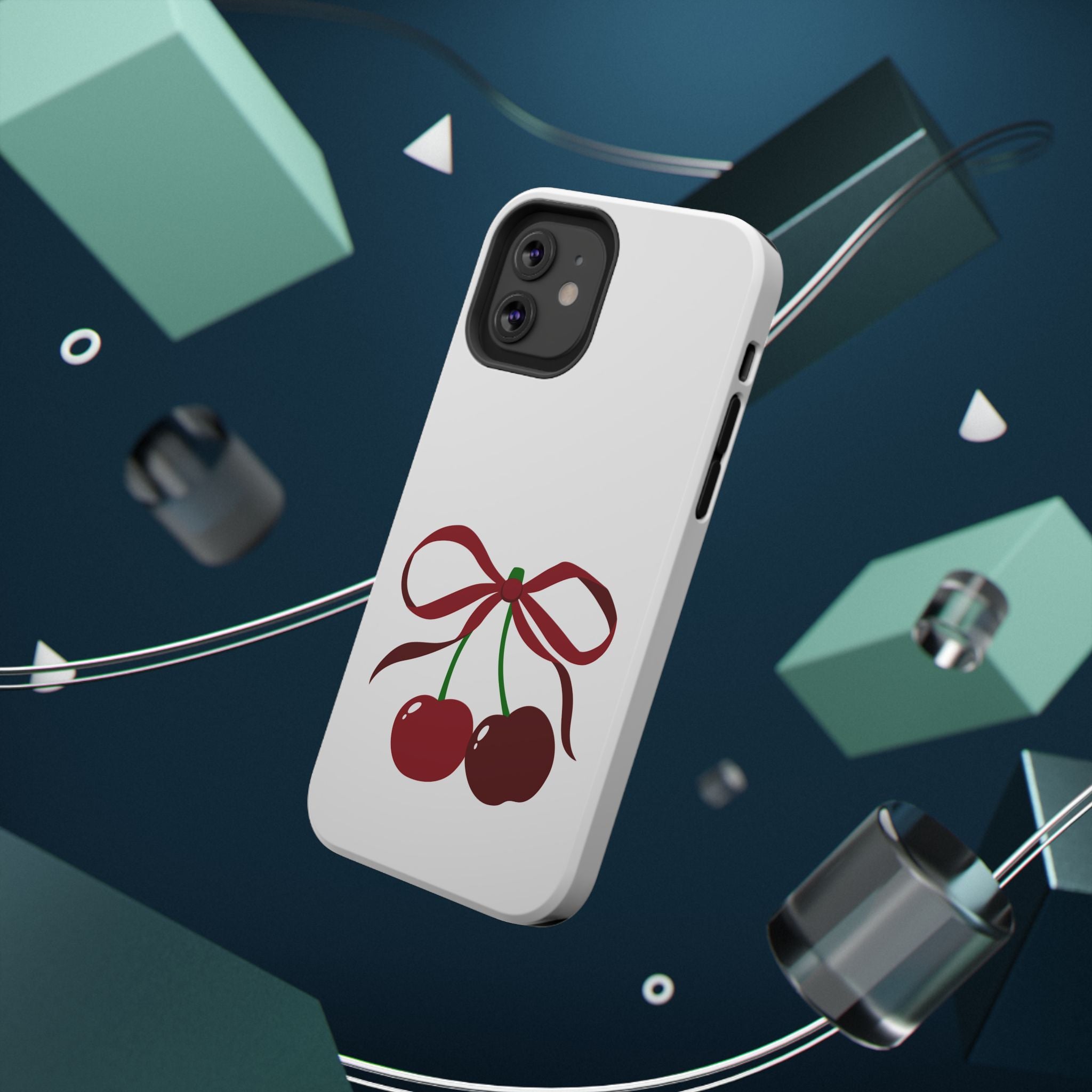 Customizable: Cherry Bow Impact-Resistant Case for Smartphones | Cute Phone Cover | Gift for Her | Cherry Lover's Accessory | Durable Phone Case