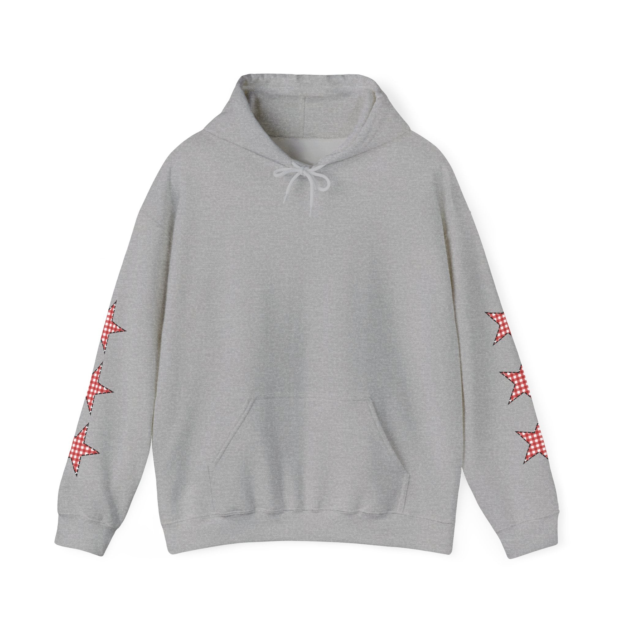 Red Gingham Star Hoodie, Cozy Winter Sweatshirt, Casual Unisex Outerwear, Perfect Gift for Birthdays, Holidays, and Trendy Outfits