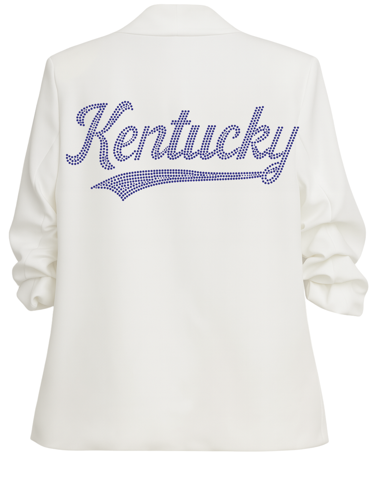 University of Kentucky Script White Ruched Sleeve Blazer
