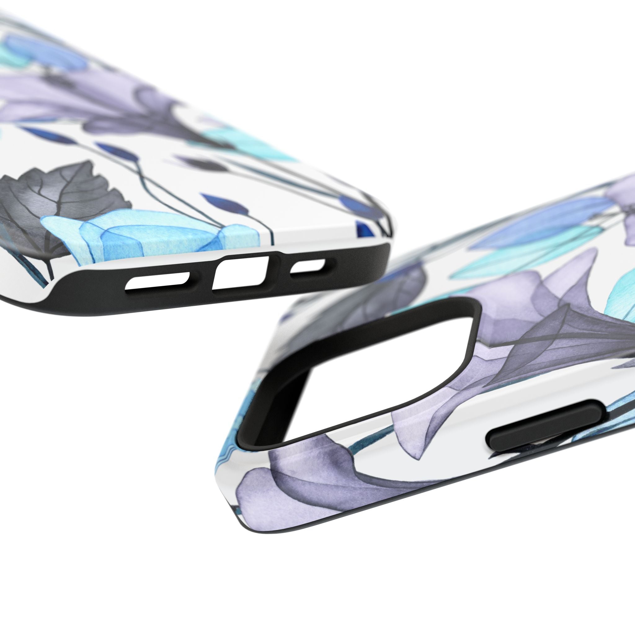 Customizable: Blue and Purple Floral Impact-Resistant Phone Case