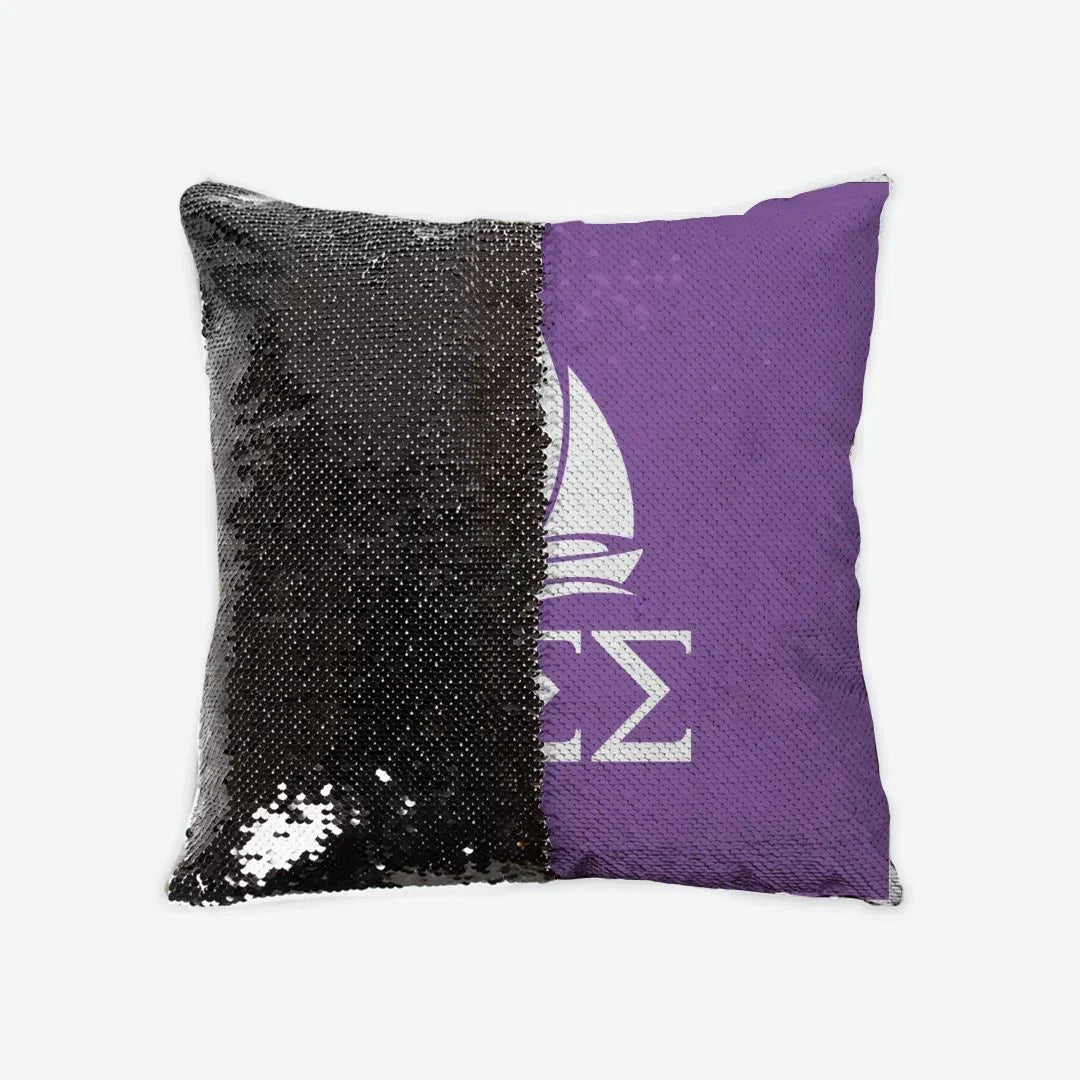 Tri Sigma Sequin Pillow Cover - Greek Letters