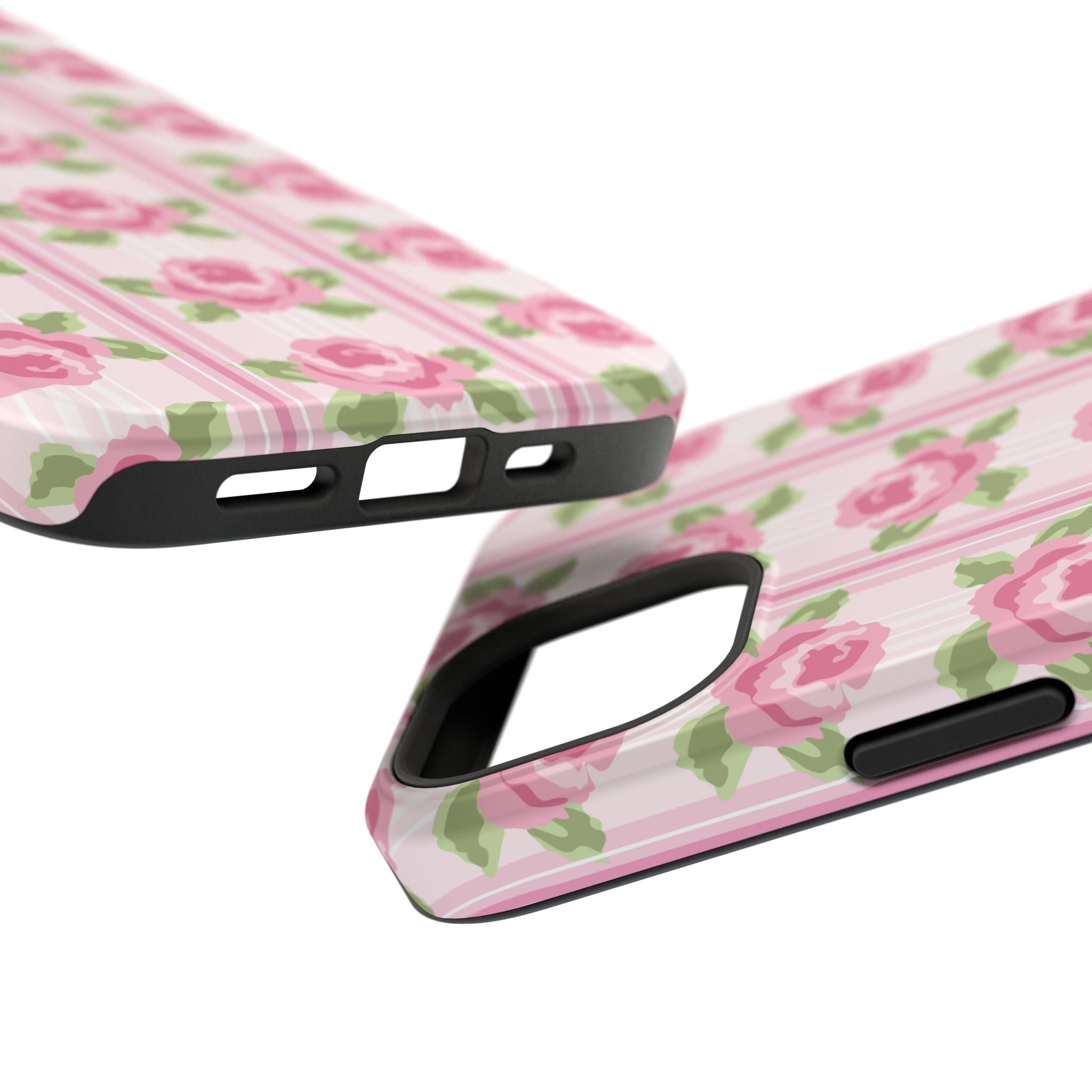 Customizable: Floral Impact-Resistant Phone Case, Pink Rose Pattern