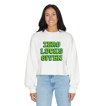 Zero Lucks Given White Cropped Crewneck
