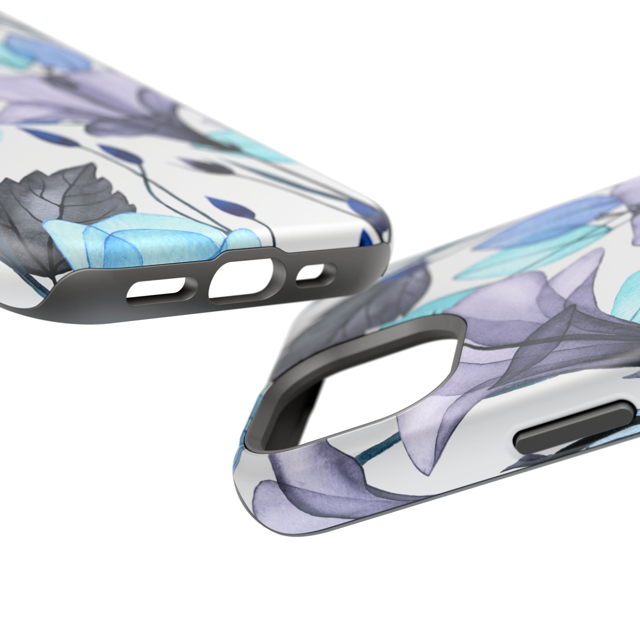 Customizable: Blue and Purple Floral Impact-Resistant Phone Case