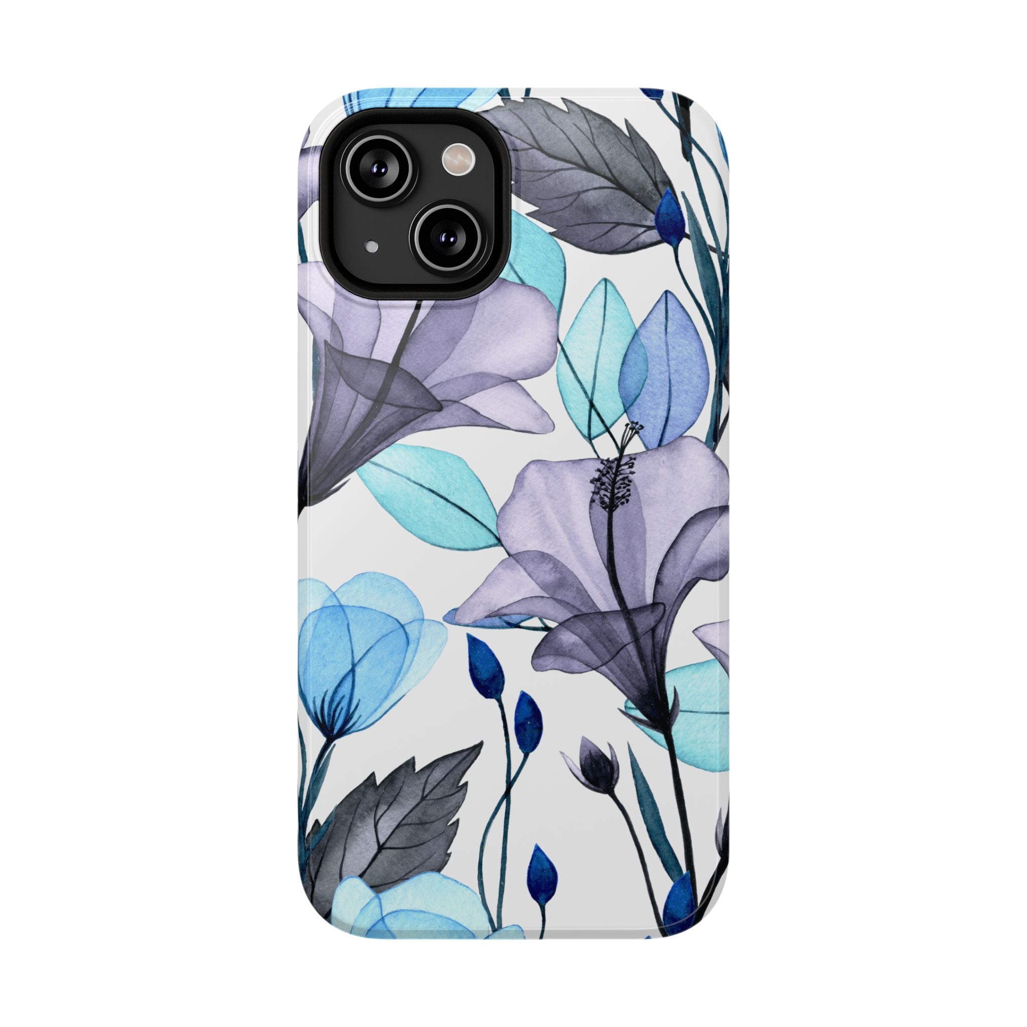 Customizable: Blue and Purple Floral Impact-Resistant Phone Case