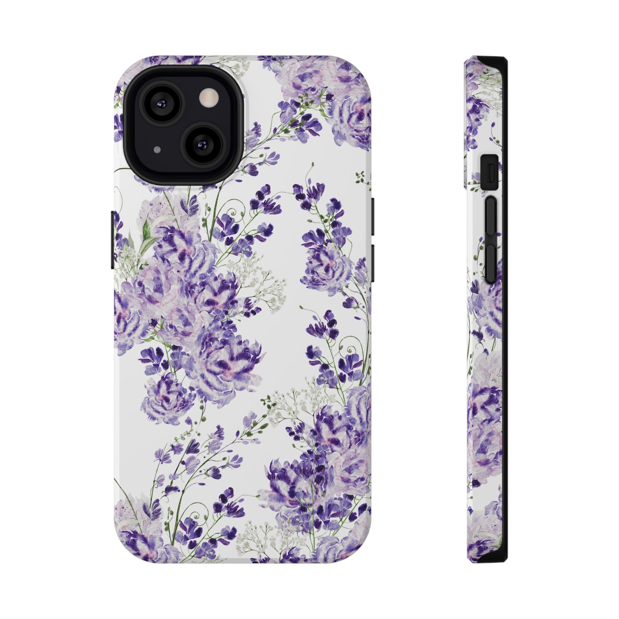 Customizable: Purple Floral Impact-Resistant Phone Case