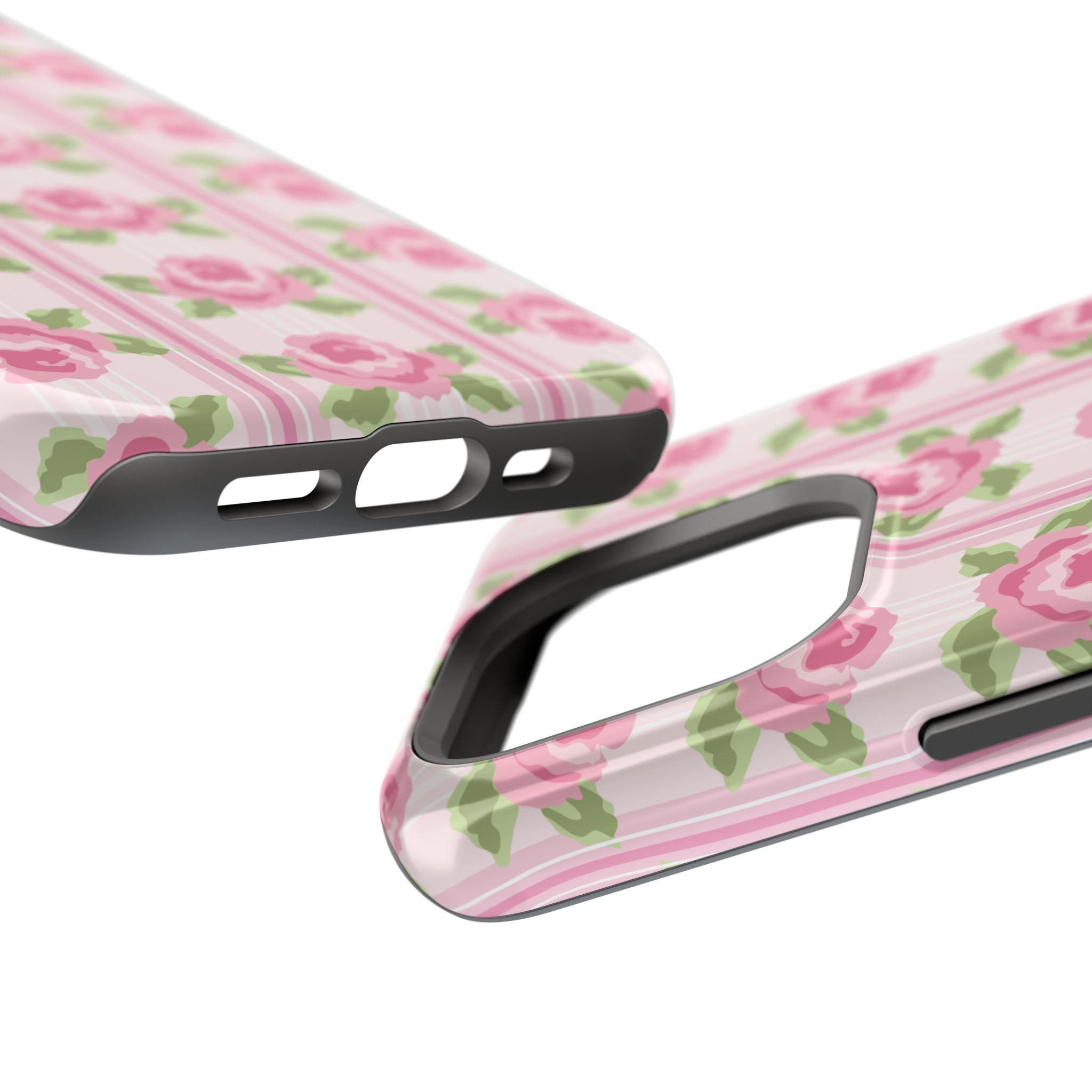 Customizable: Floral Impact-Resistant Phone Case, Pink Rose Pattern