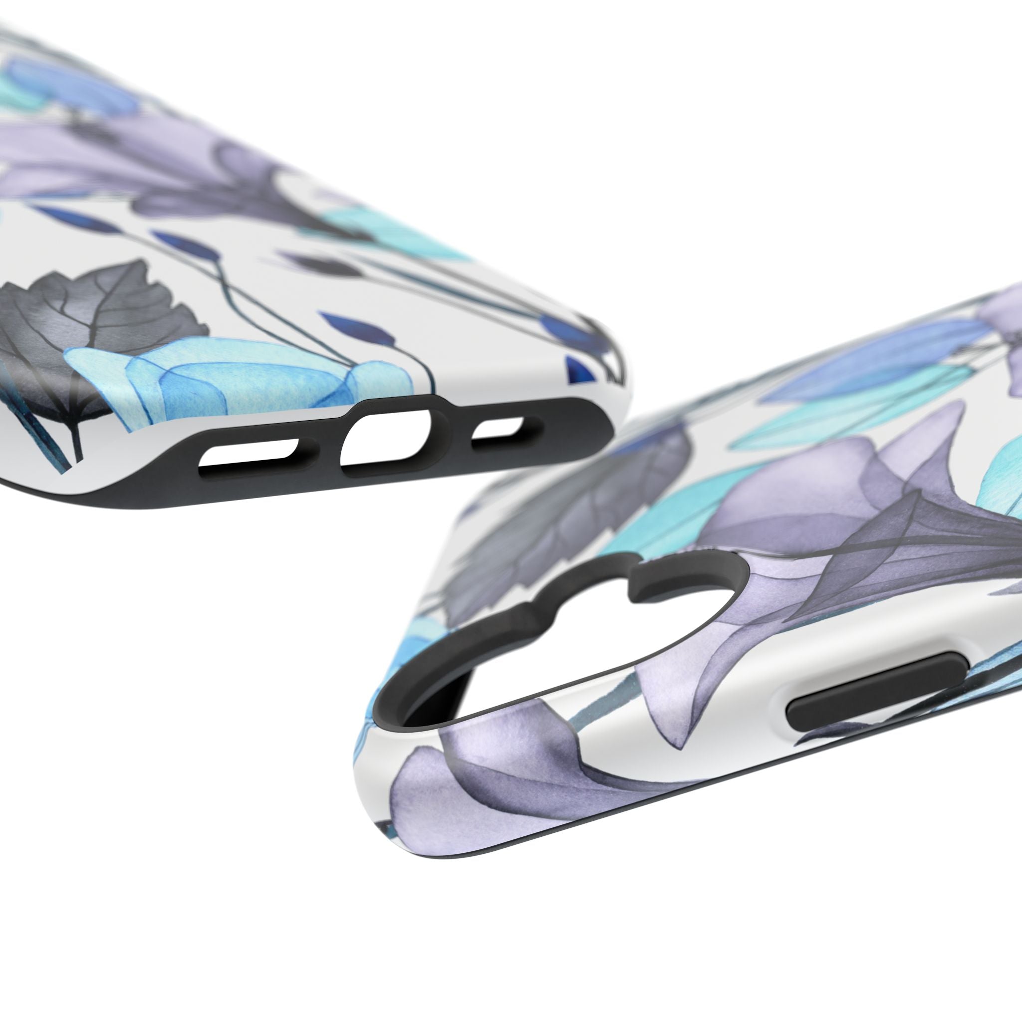Customizable: Blue and Purple Floral Impact-Resistant Phone Case