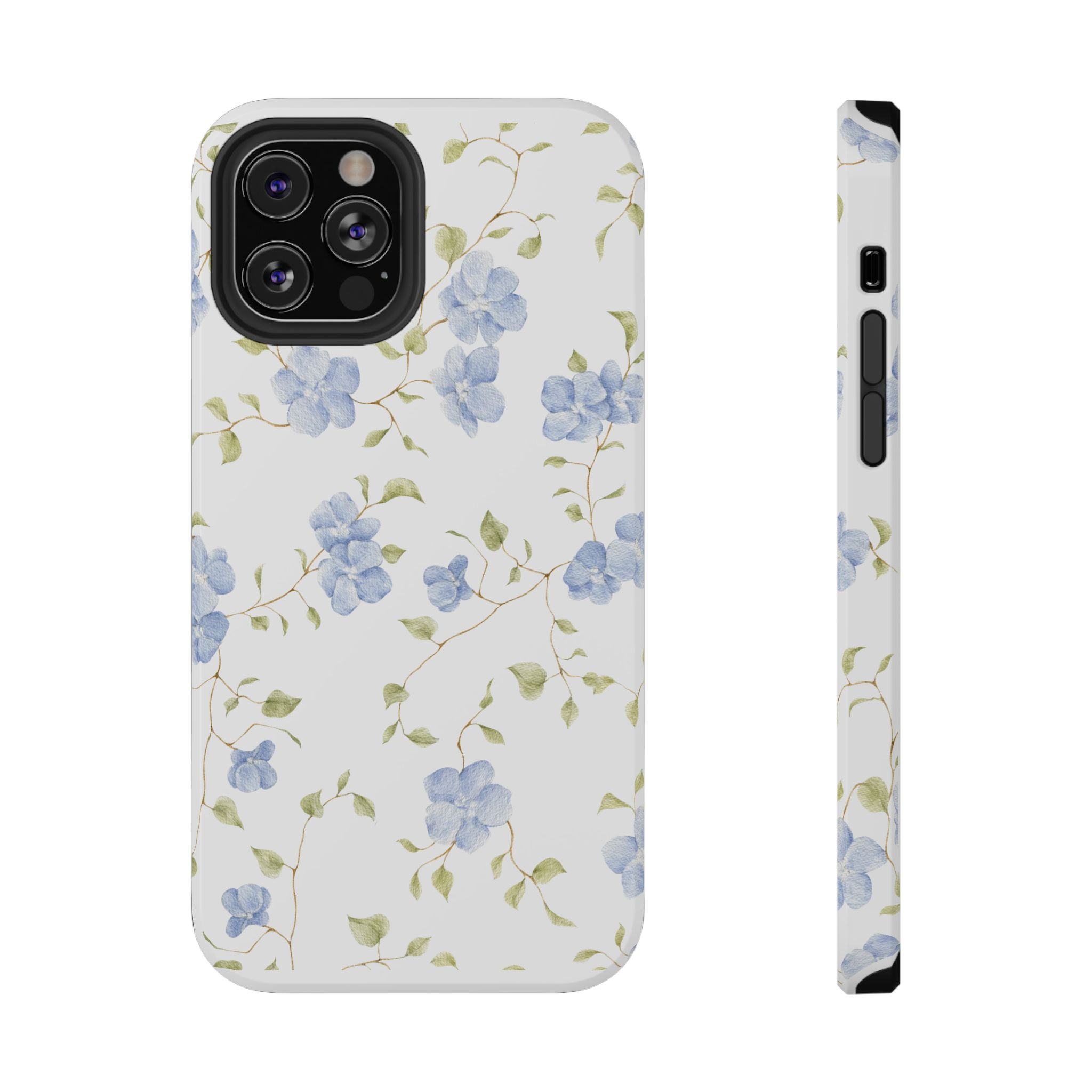 Customizable: Blue Floral Impact-Resistant Phone Case