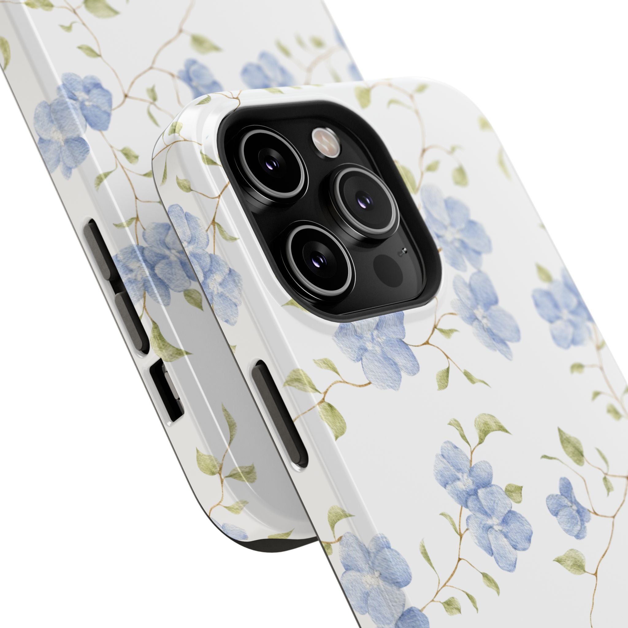 Customizable: Blue Floral Impact-Resistant Phone Case