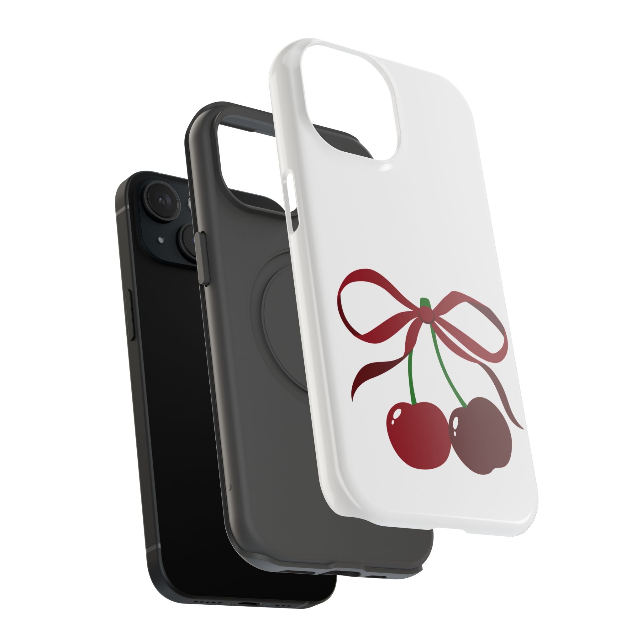 Customizable: Cherry Bow Impact-Resistant Case for Smartphones | Cute Phone Cover | Gift for Her | Cherry Lover's Accessory | Durable Phone Case