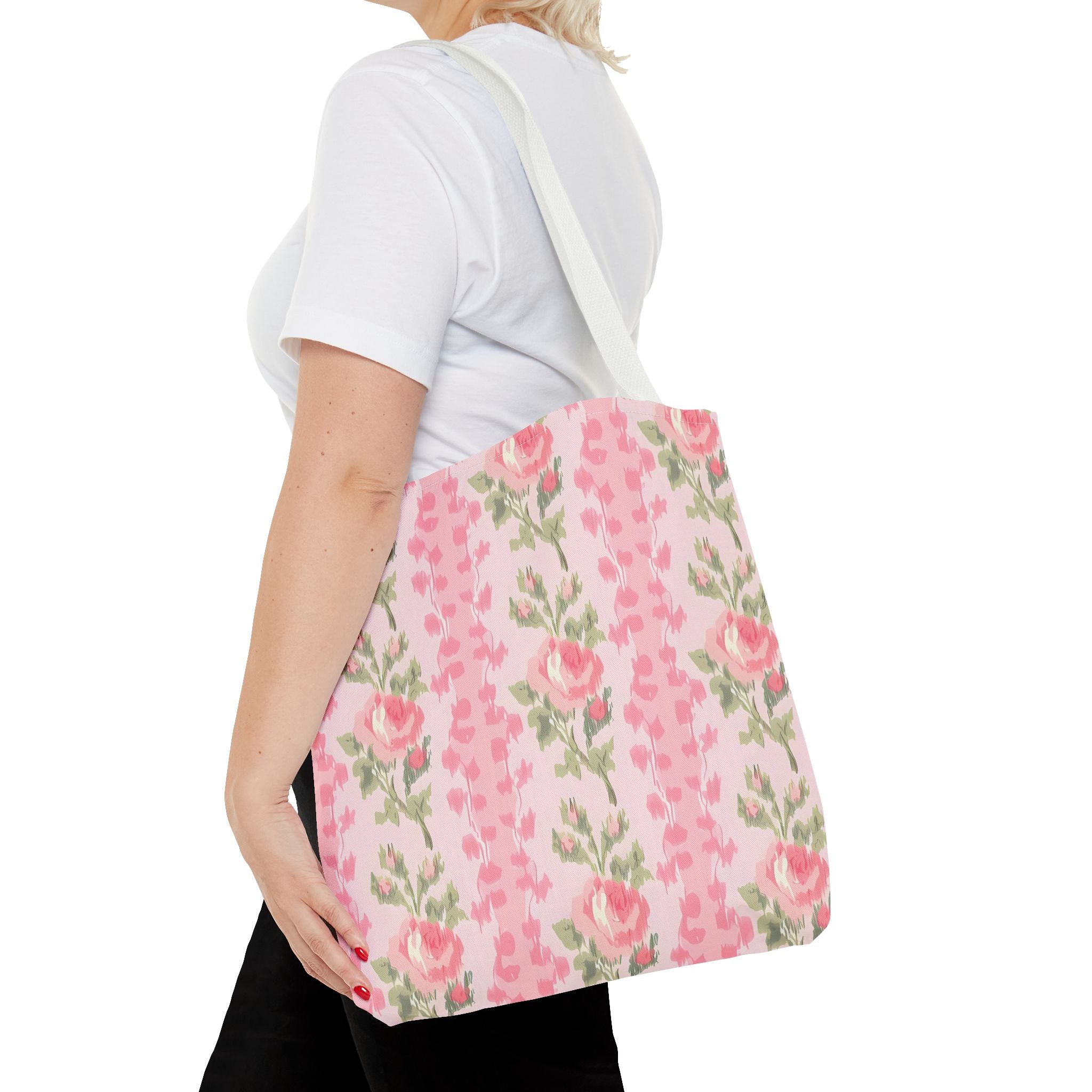 Customizable Elegant Pink Floral Tote