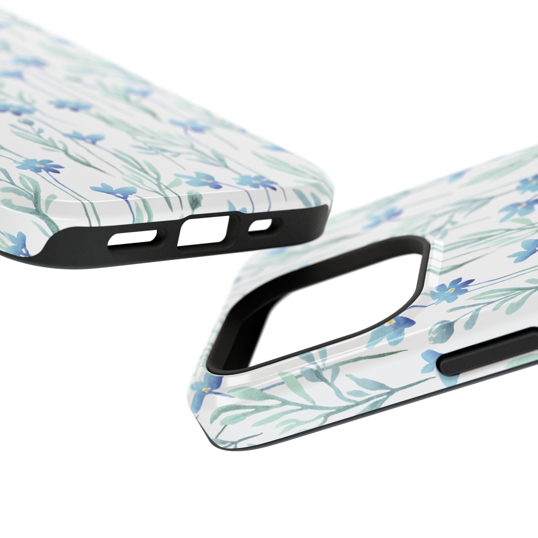 Customizable: Blue Floral Impact-Resistant Phone Case
