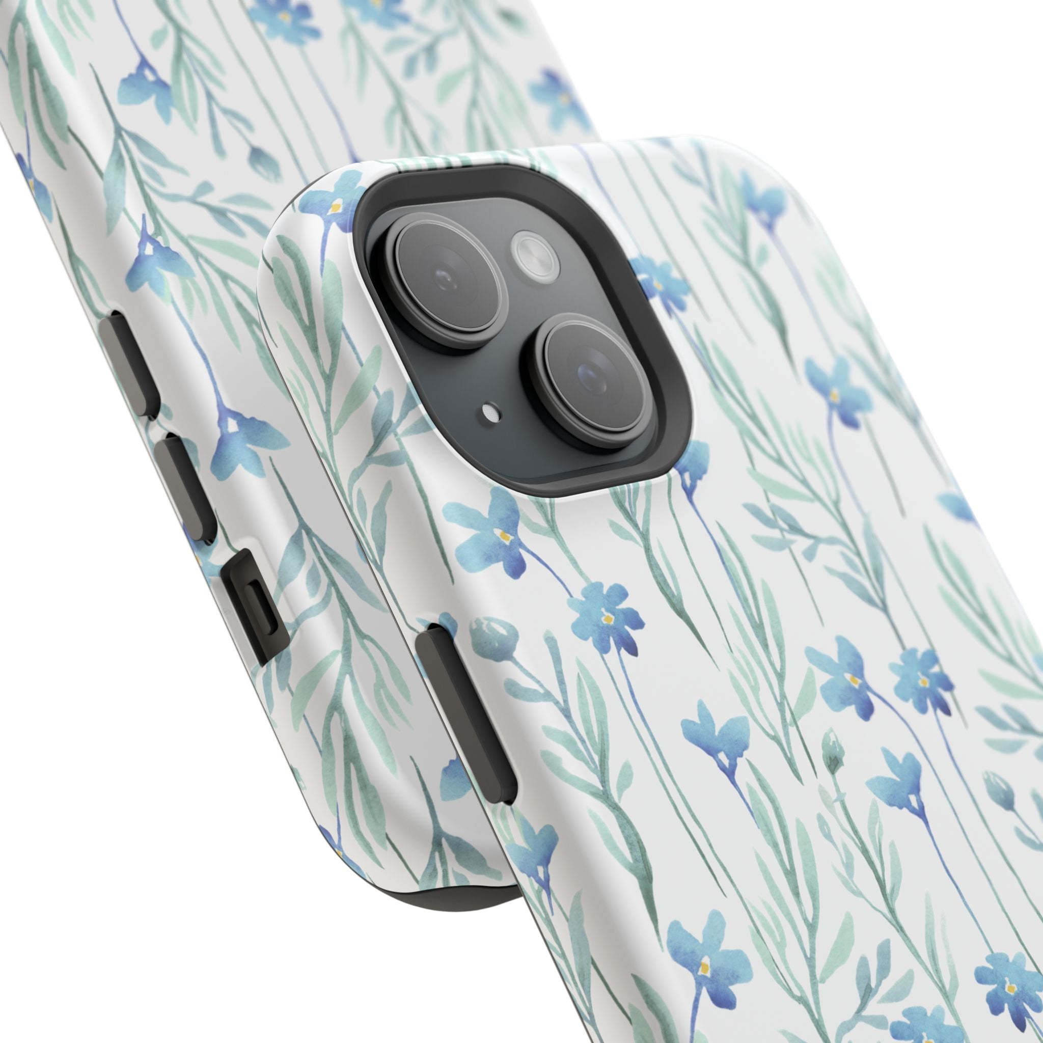 Customizable: Blue Floral Impact-Resistant Phone Case