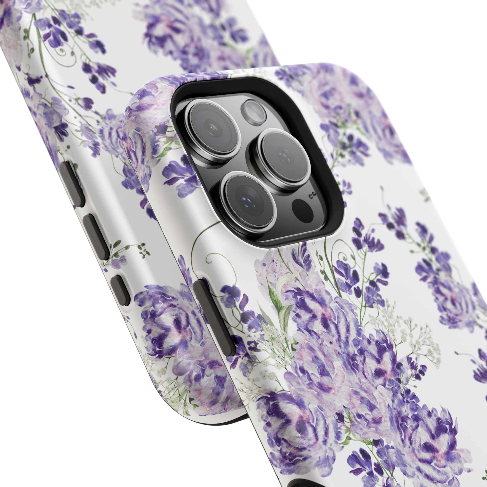 Customizable: Purple Floral Impact-Resistant Phone Case