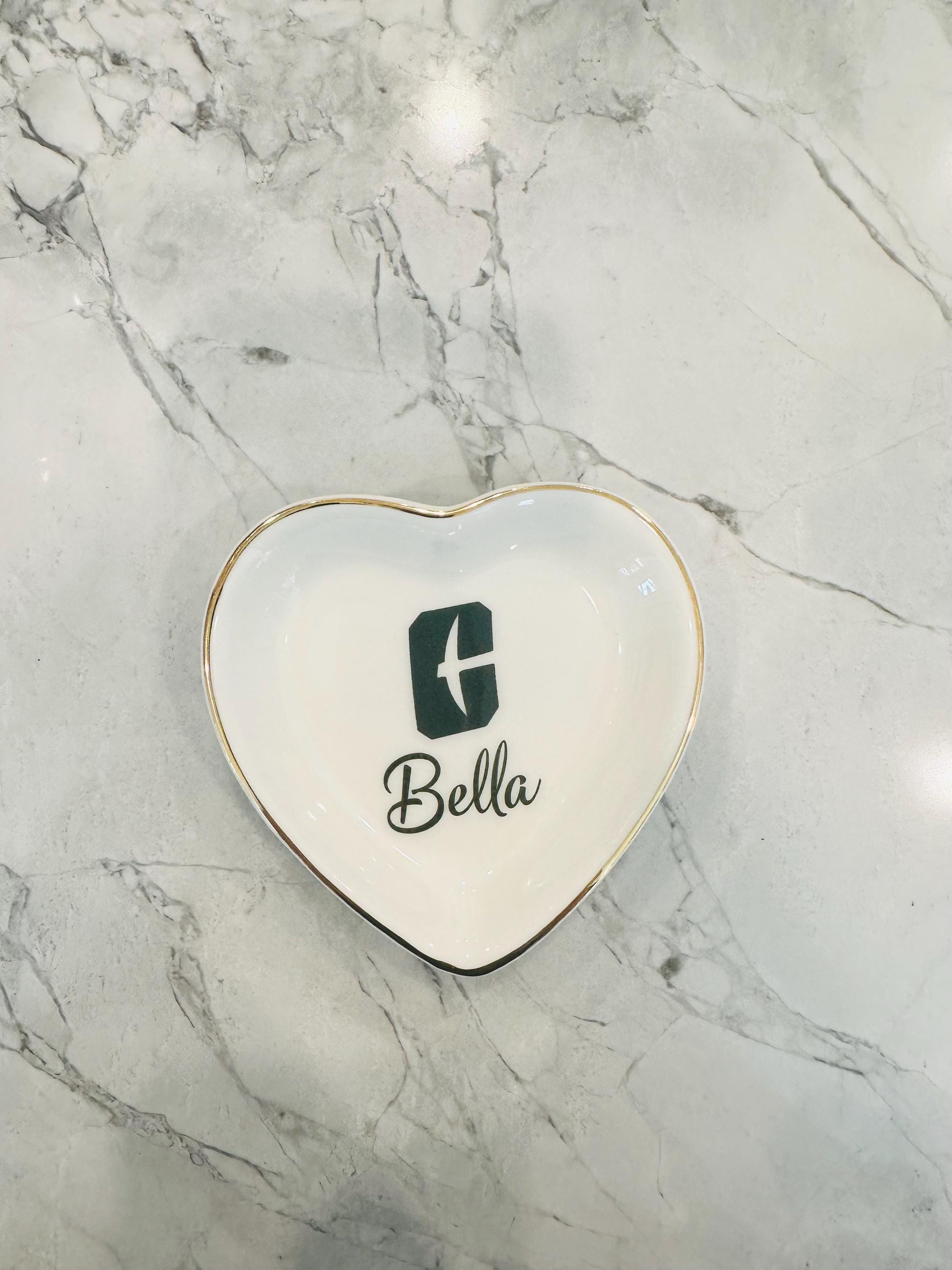 Customizable Custom Heart Trinket Ring Dish: Personalized College Logo, Name