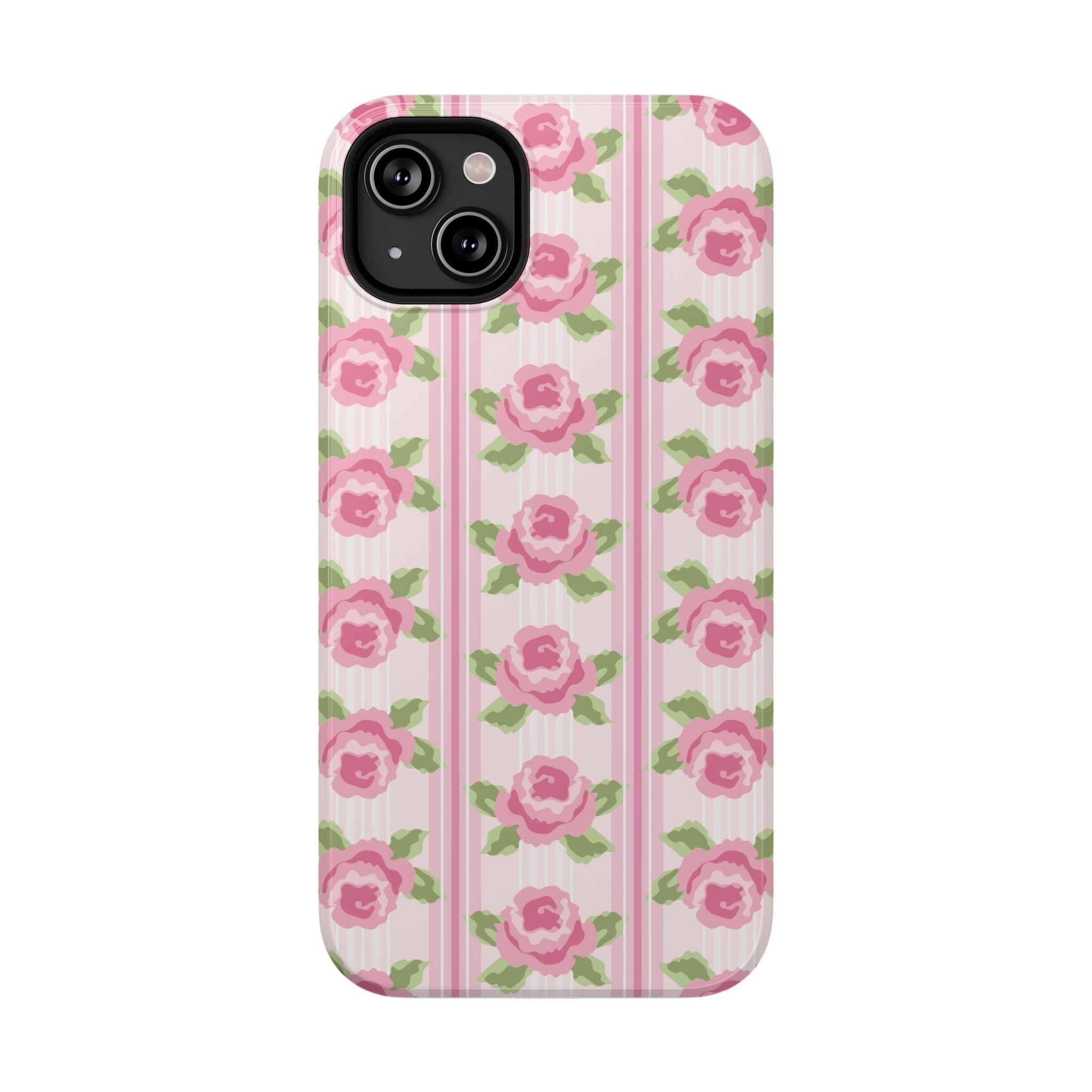 Customizable: Floral Impact-Resistant Phone Case, Pink Rose Pattern