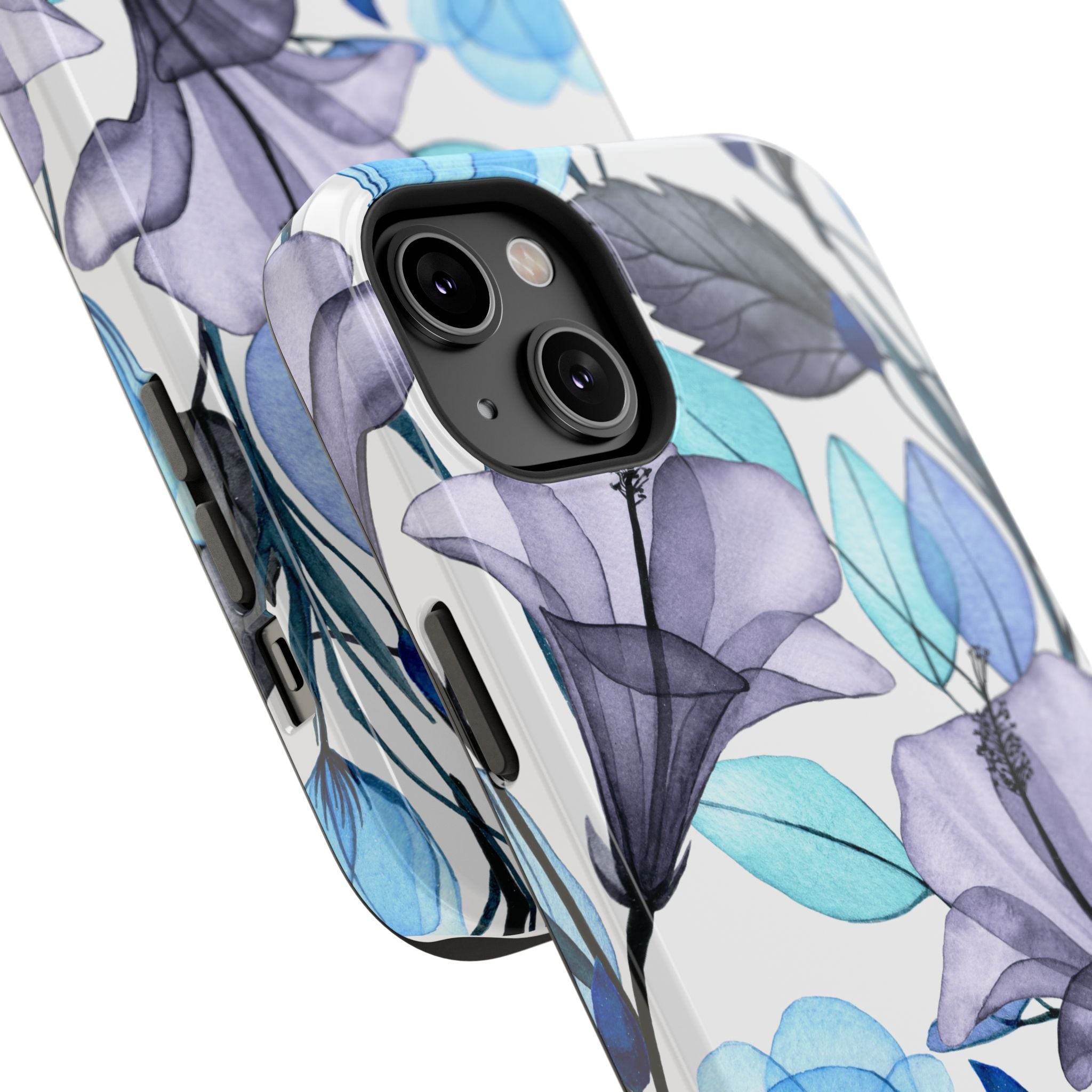 Customizable: Blue and Purple Floral Impact-Resistant Phone Case