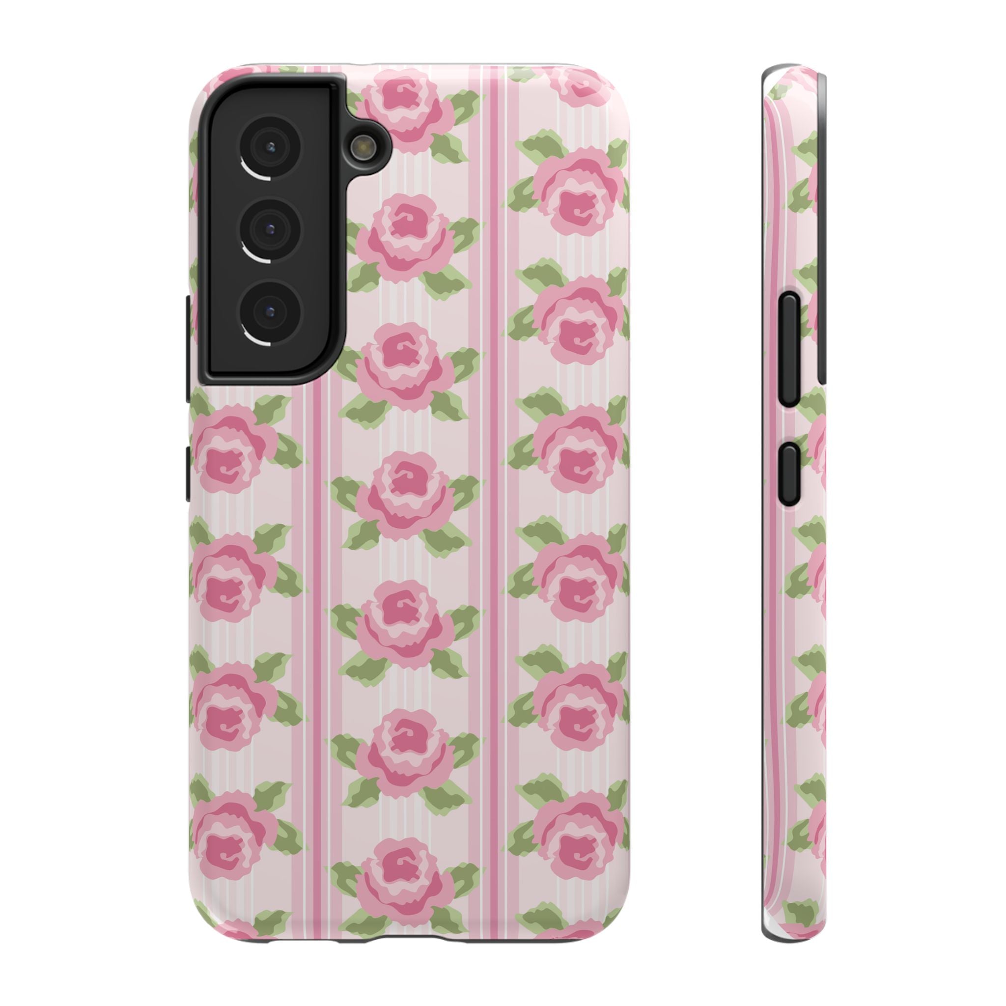 Customizable: Floral Impact-Resistant Phone Case, Pink Rose Pattern