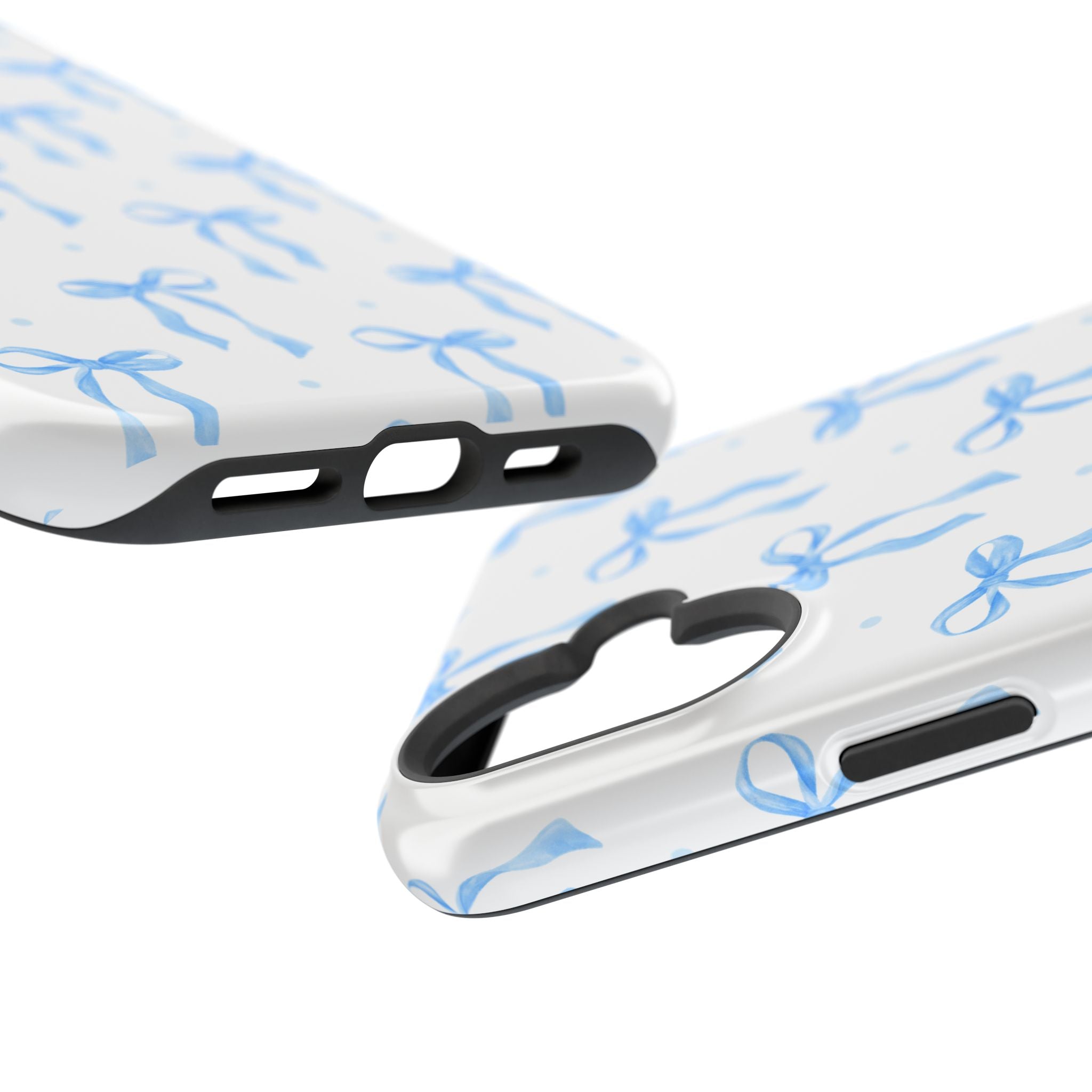 Customizable: Chic Blue Coquette Bow Impact-Resistant Phone Case