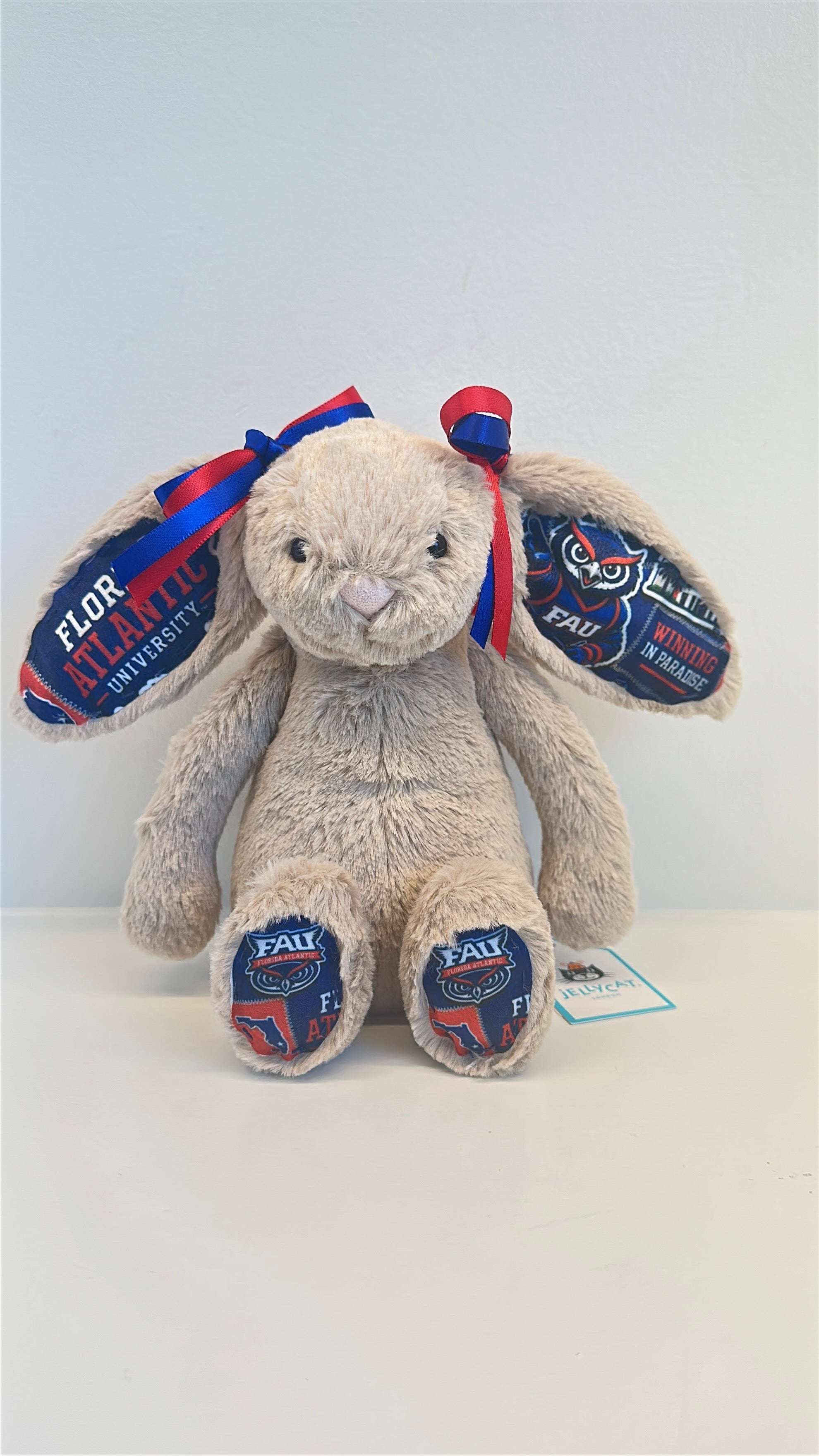 Florida Atlantic University (FAU) Custom College Jellycat Bashful Bunny