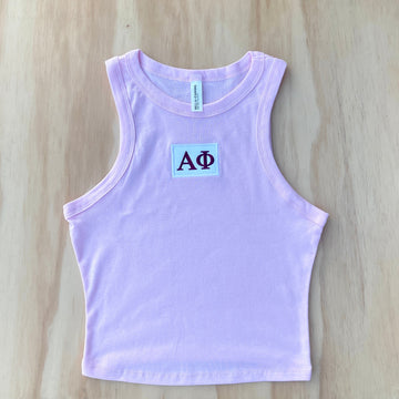 Alpha Phi Patch Pink Crop Tank