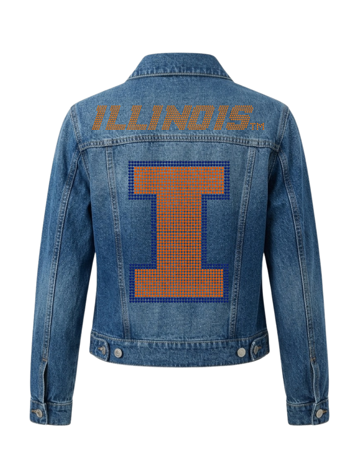 University Of Illinois Orange Fighting Illini Block I Blue Denim Jacket