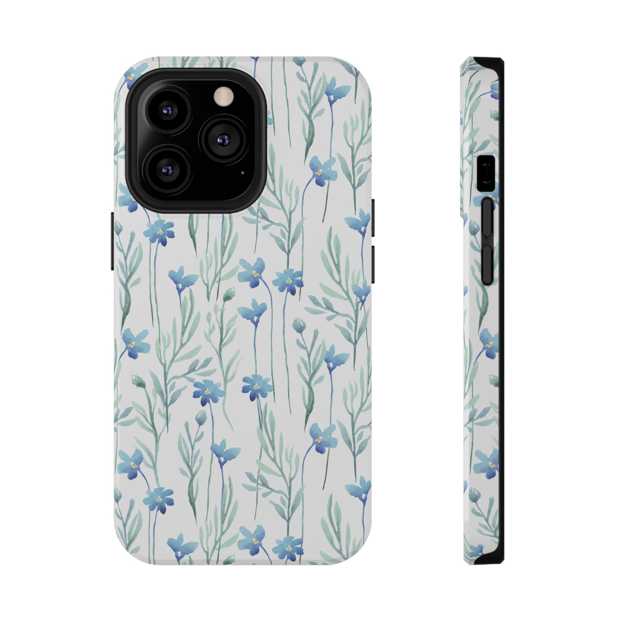 Customizable: Blue Floral Impact-Resistant Phone Case