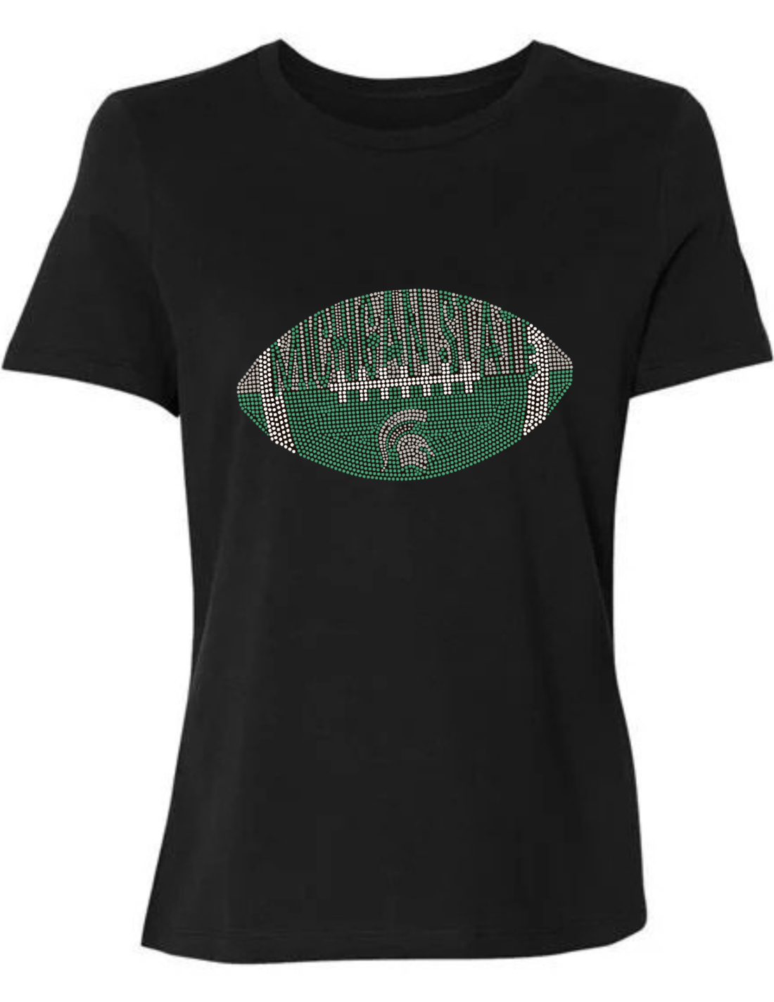 Michigan State Football Black Crewneck Short Sleeve T-Shirt