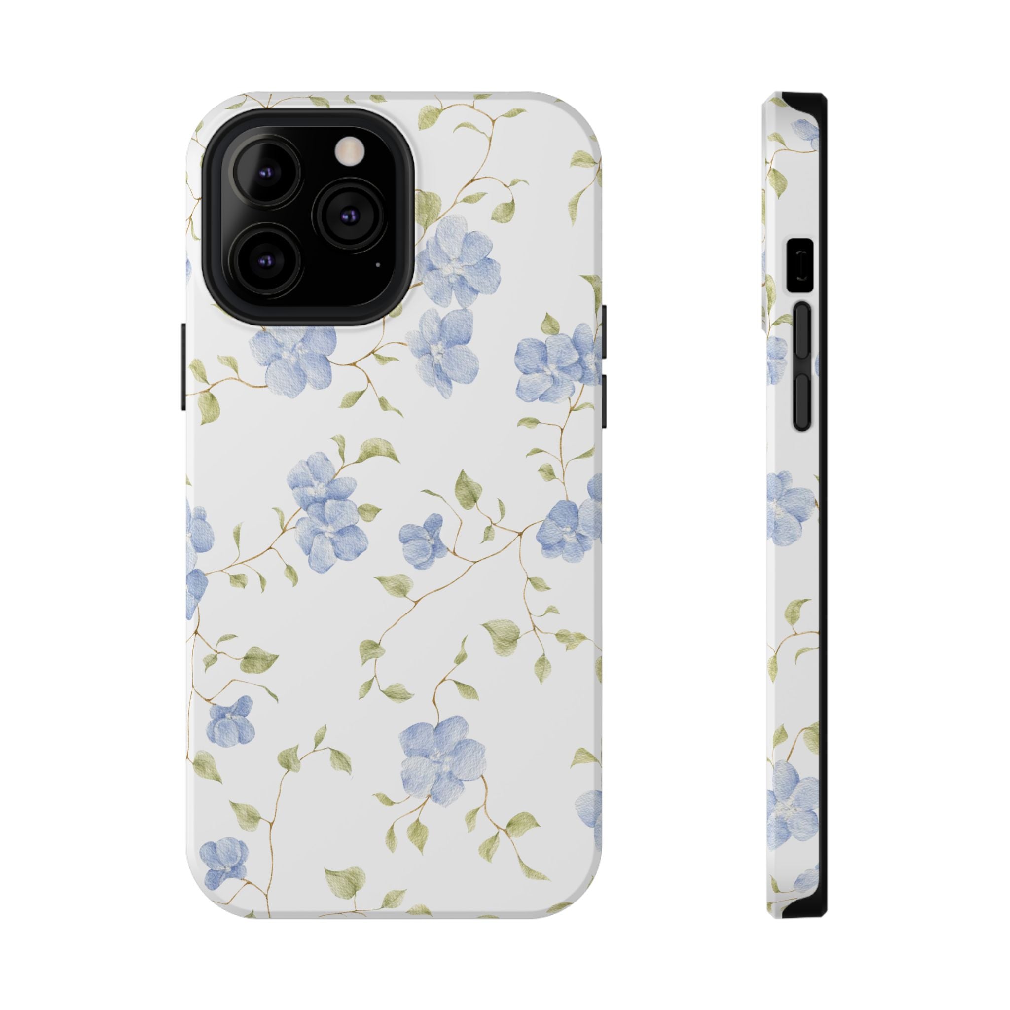 Customizable: Blue Floral Impact-Resistant Phone Case