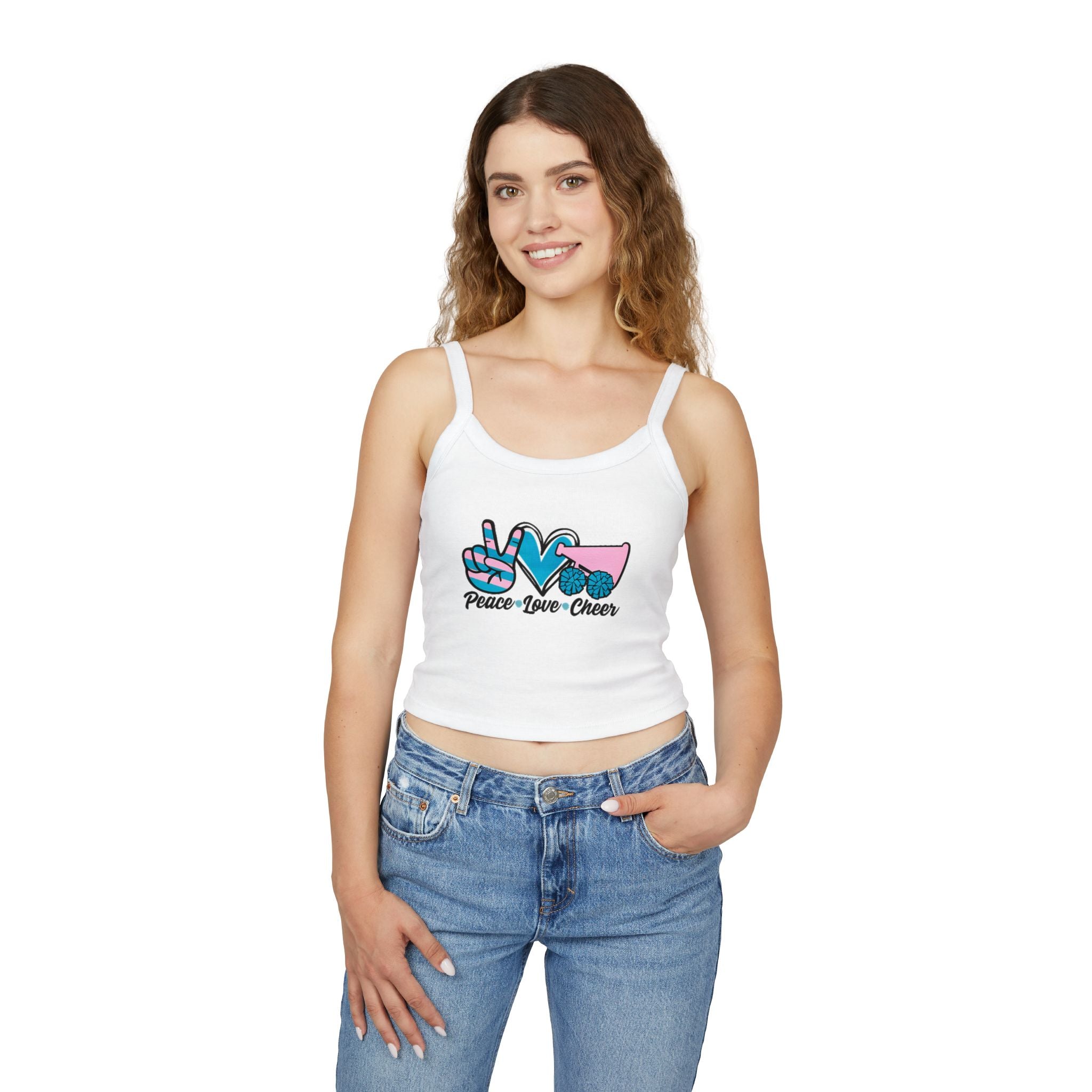 Customizable Women's Peace Love Cheer Tank, Cheerleading Apparel, Cute Gift for Cheerleaders