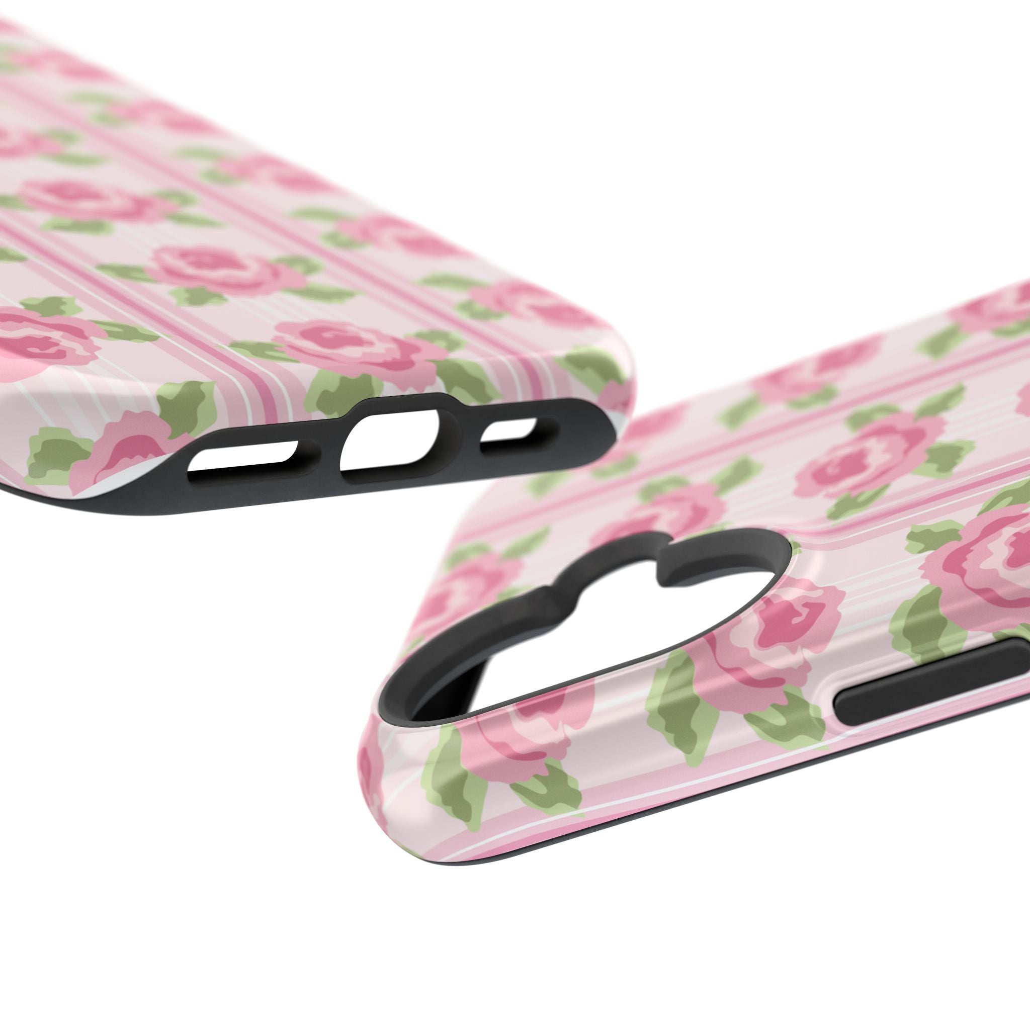 Customizable: Floral Impact-Resistant Phone Case, Pink Rose Pattern